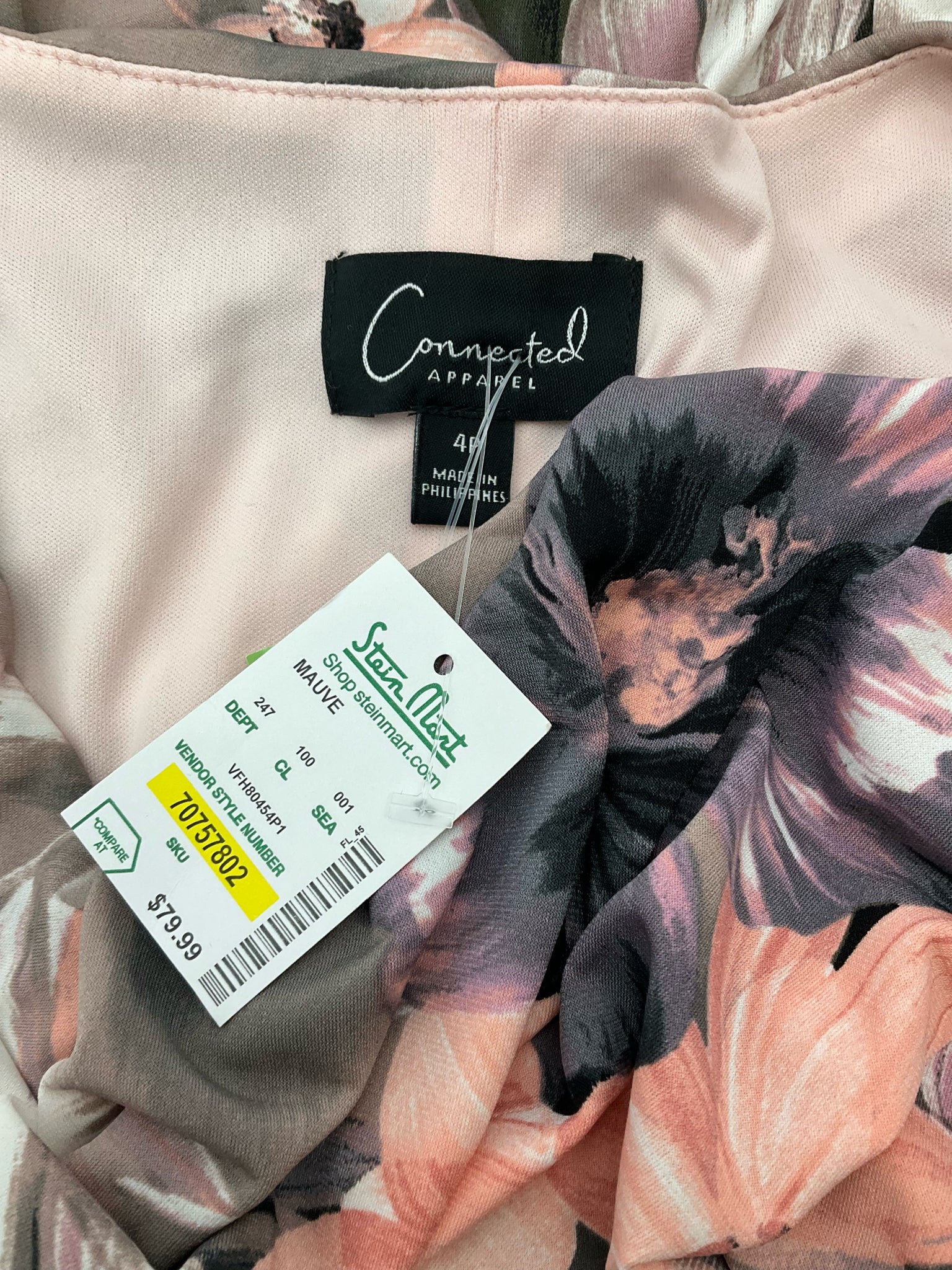 Connected Apparel mauve/purple Sheath Mauve/Purple Floral Pre-Owned Ladies Dress - Size 4 Petite - Size 4P