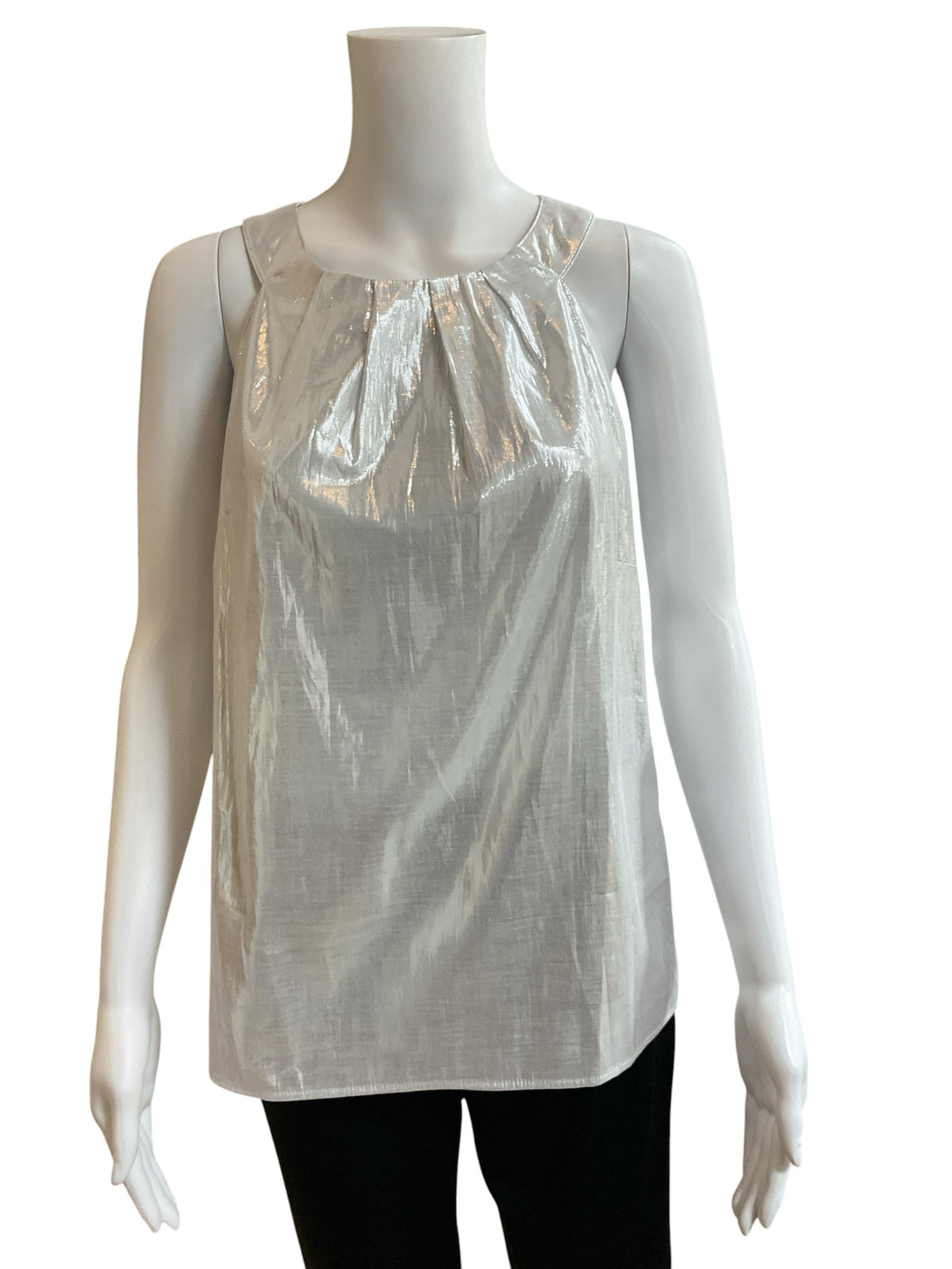 Talbots Metallic Halter Neck Shell Top Silver Size 6 - ONLINE ONLY