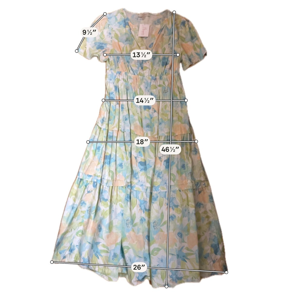 Casa Cabana Size M white/peach/aqua Floral Pre-Owned Ladies Dress - ONLINE ONLY