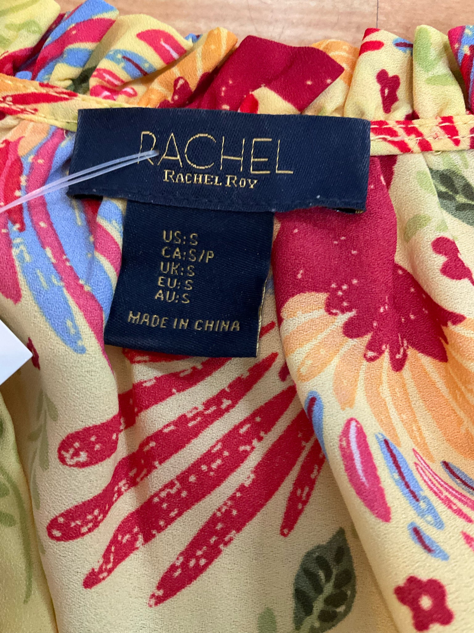 Rachel Roy Tropical Parrot Print Flutter Sleeve Blouse | Size Small