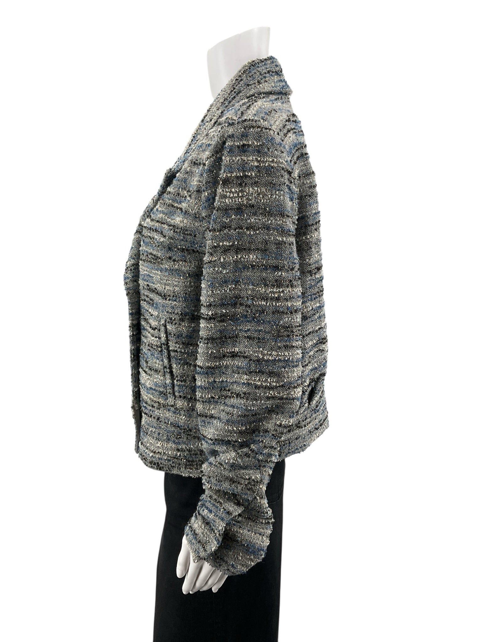 Cabi Thespian Jacket Blue Black Bouclé Tweed Double Breasted Blazer Medium - ONLINE ONLY