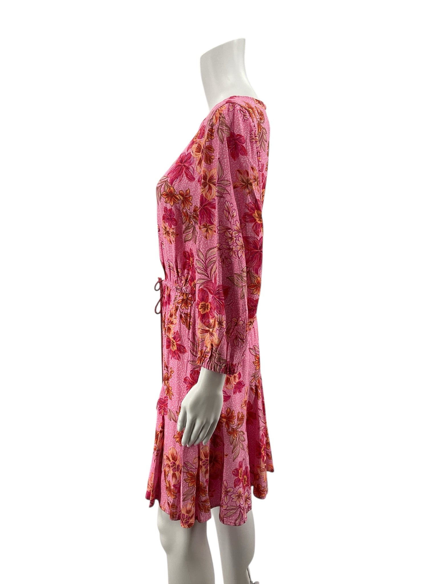 Loft pink/white/red Floral Pink/White/Red Floral Pre-Owned Ladies Dress - Size Medium - Size M