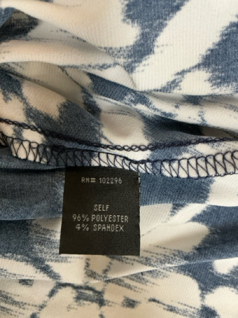 Connected Apparel Margaret Ruched Sheath Dress Navy Baroque Print Size 8
