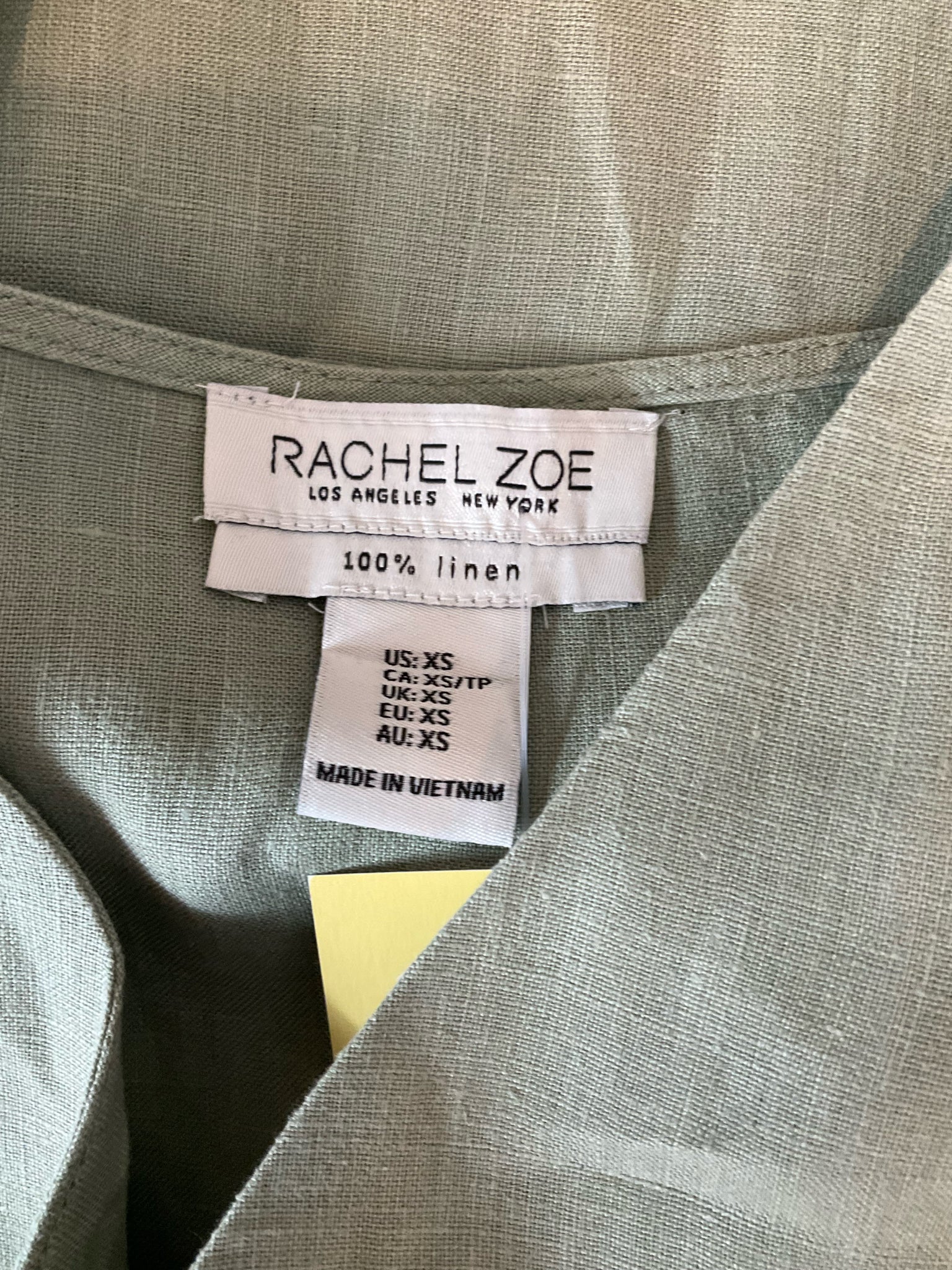 Rachel Zoe sage Midi Suzette 100% Linen Button-Front Midi Dress Sage Green XS - Size XS