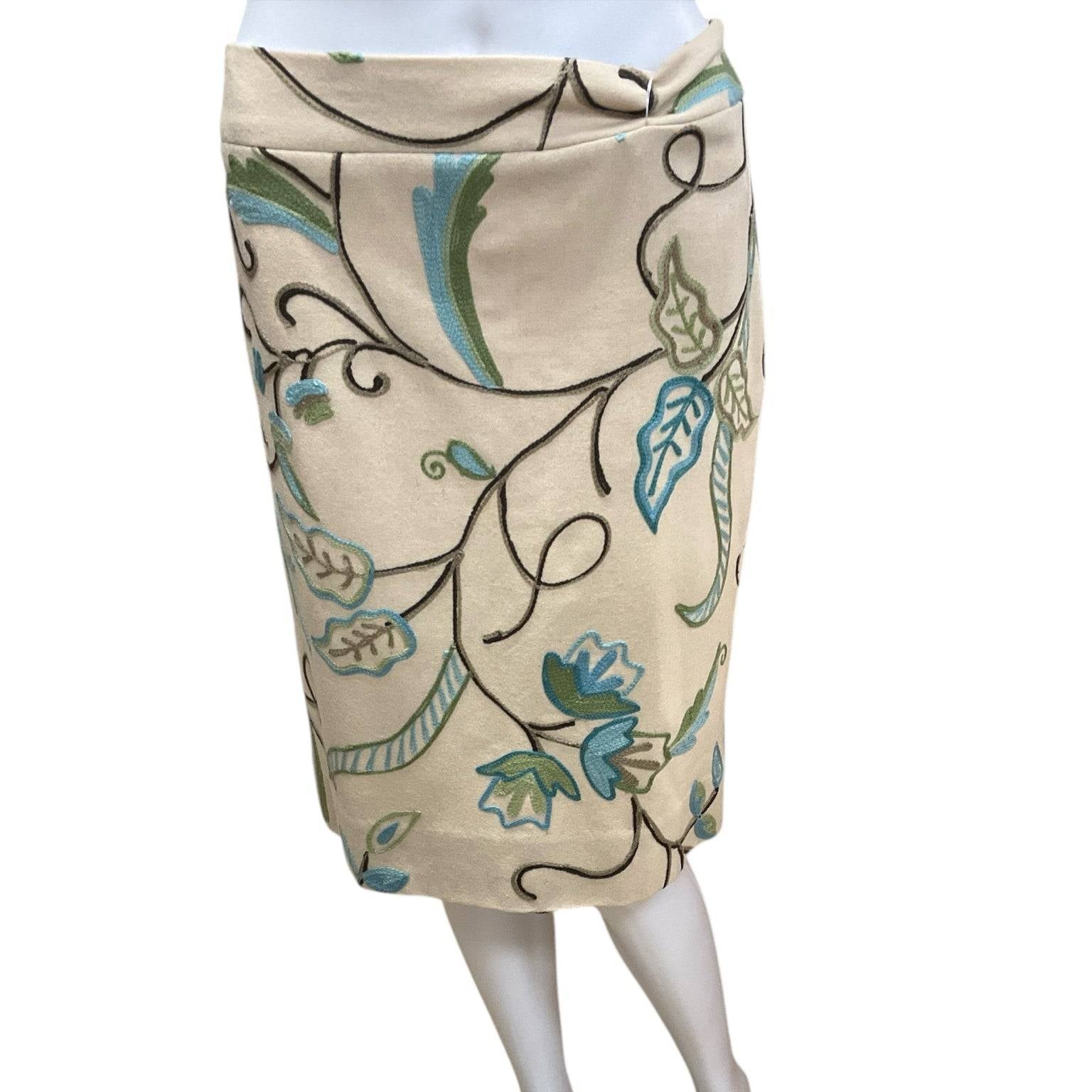Loft Tan/Blue/Green Floral Pre-Owned Ladies Skirt - Size 10 - Margaret’s Fine Consignment