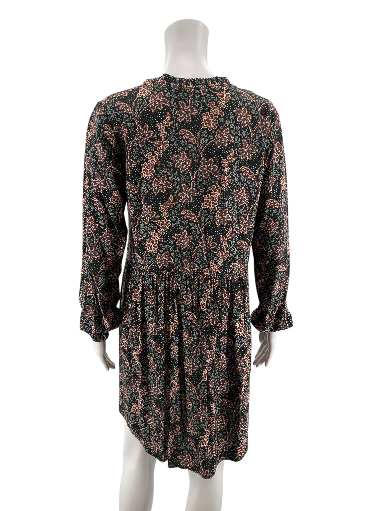 LOFT Petite Floral Paisley Mock Neck Tie Front Dress Size SP