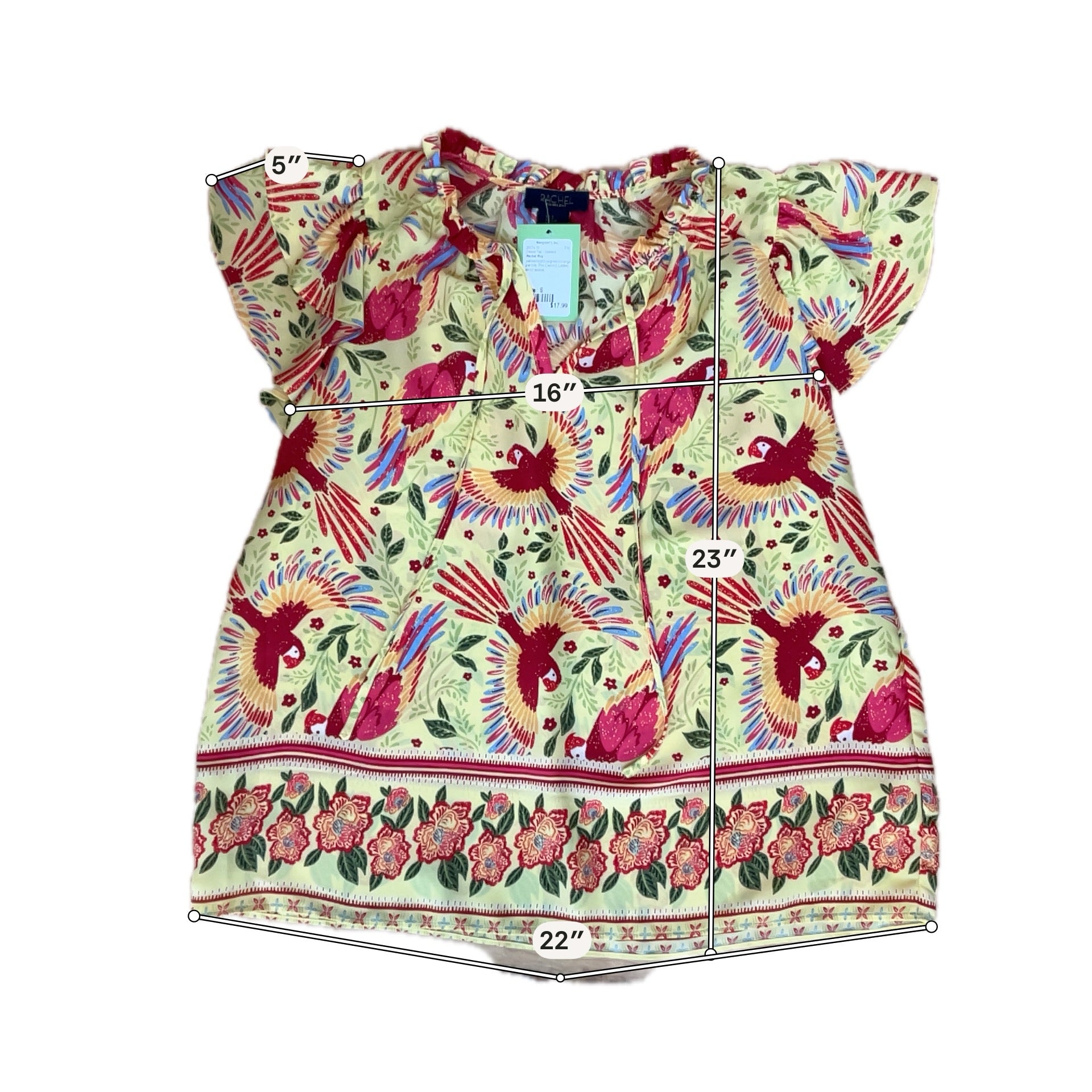 Rachel Roy Tropical Parrot Print Flutter Sleeve Blouse | Size Small