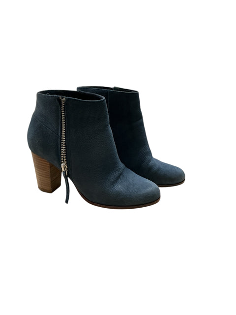 Cole Haan Hayes Suede Block Heel Ankle Boots Blue Size 7.5