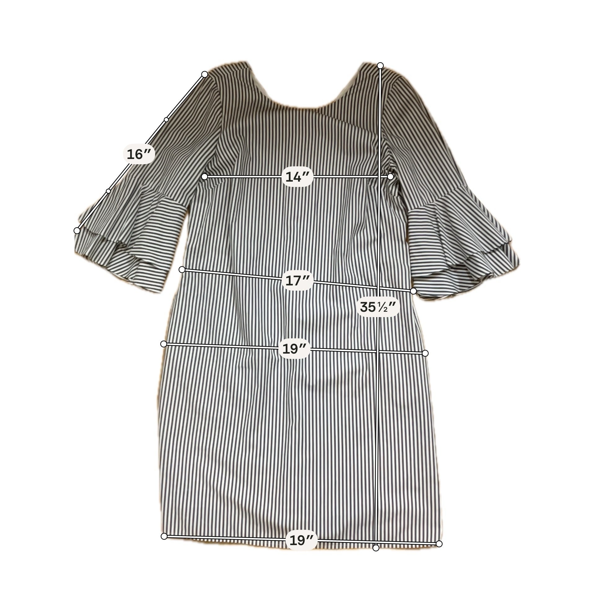 cappagallo Size 6 gray/white Stripe Pre-Owned Ladies Dress