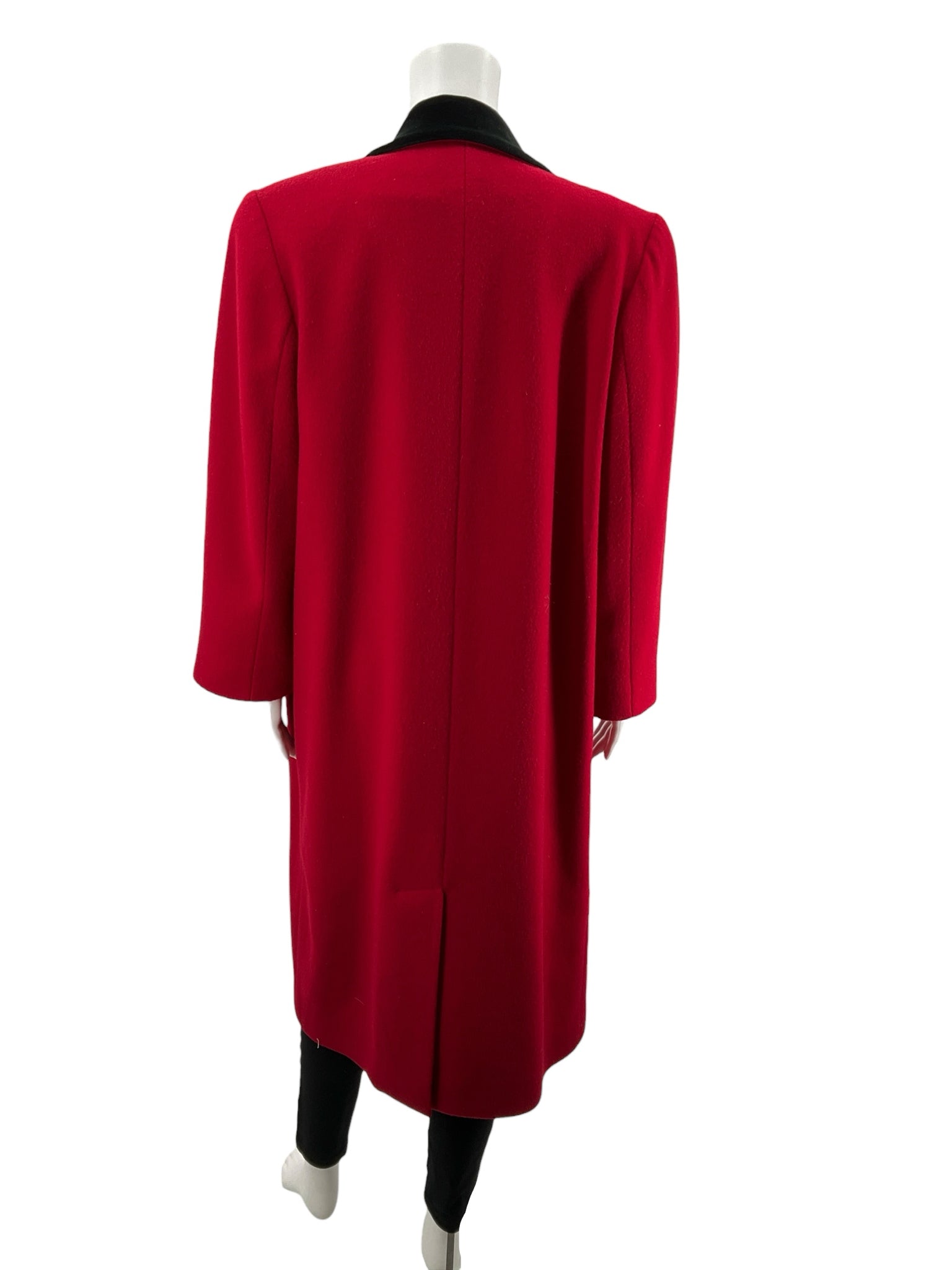 Harve Benard by Bernard Holtzman red/black Maxi Coat, Overcoat, Chesterfield, Double Breasted Vintage Harve Benard Red Wool Maxi Coat Black Velvet Collar Saks USA Sz 4 - Size 4