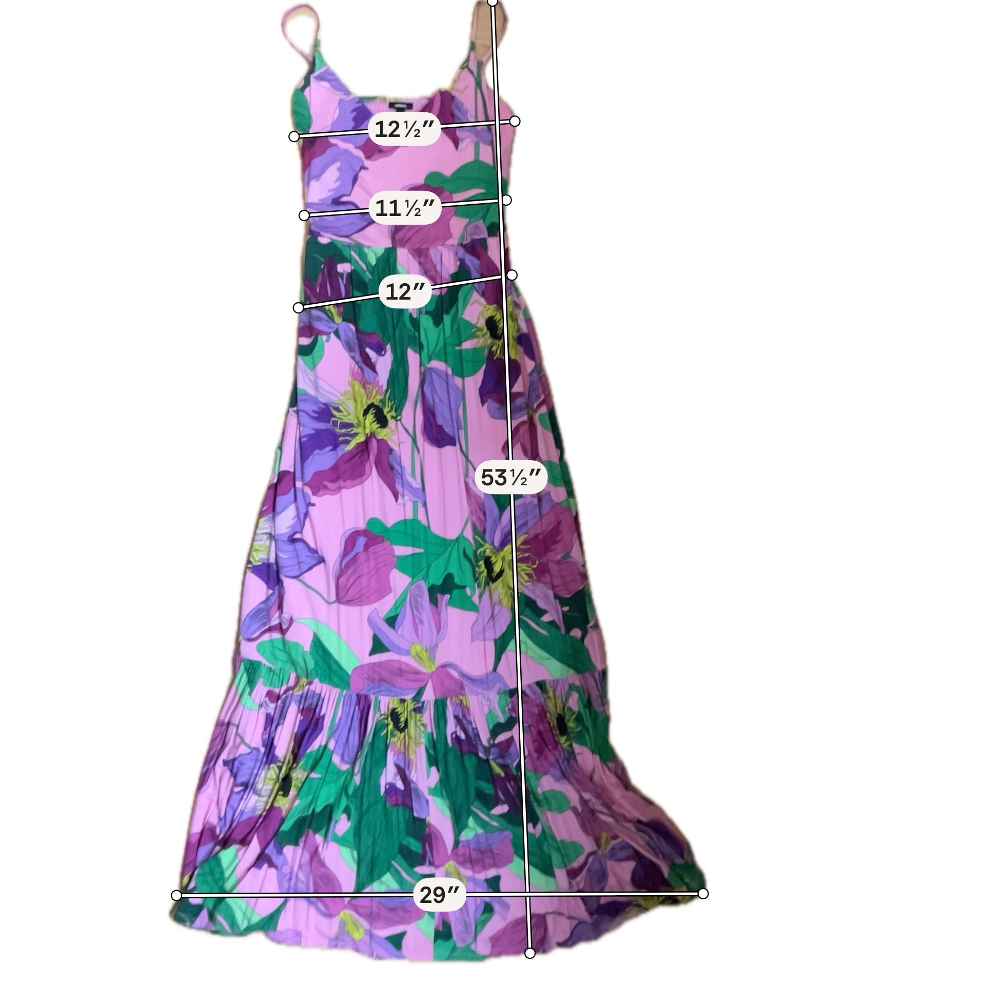 Express pink/purple/green Maxi Floral V-Neck Spaghetti Strap Maxi Dress Size Medium - Size M