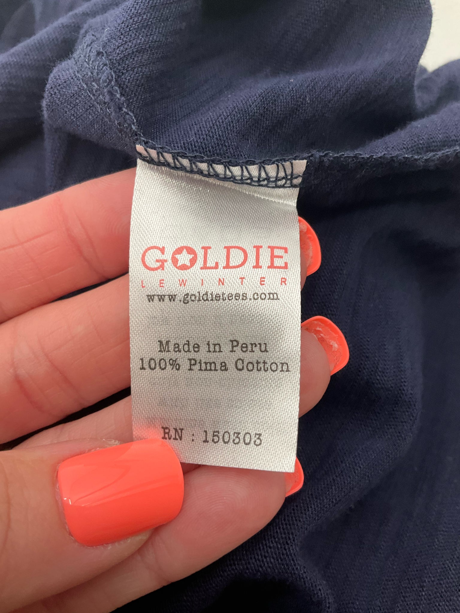 Goldie Lewinter Navy Pima Cotton Muscle Tank Top Size Medium
