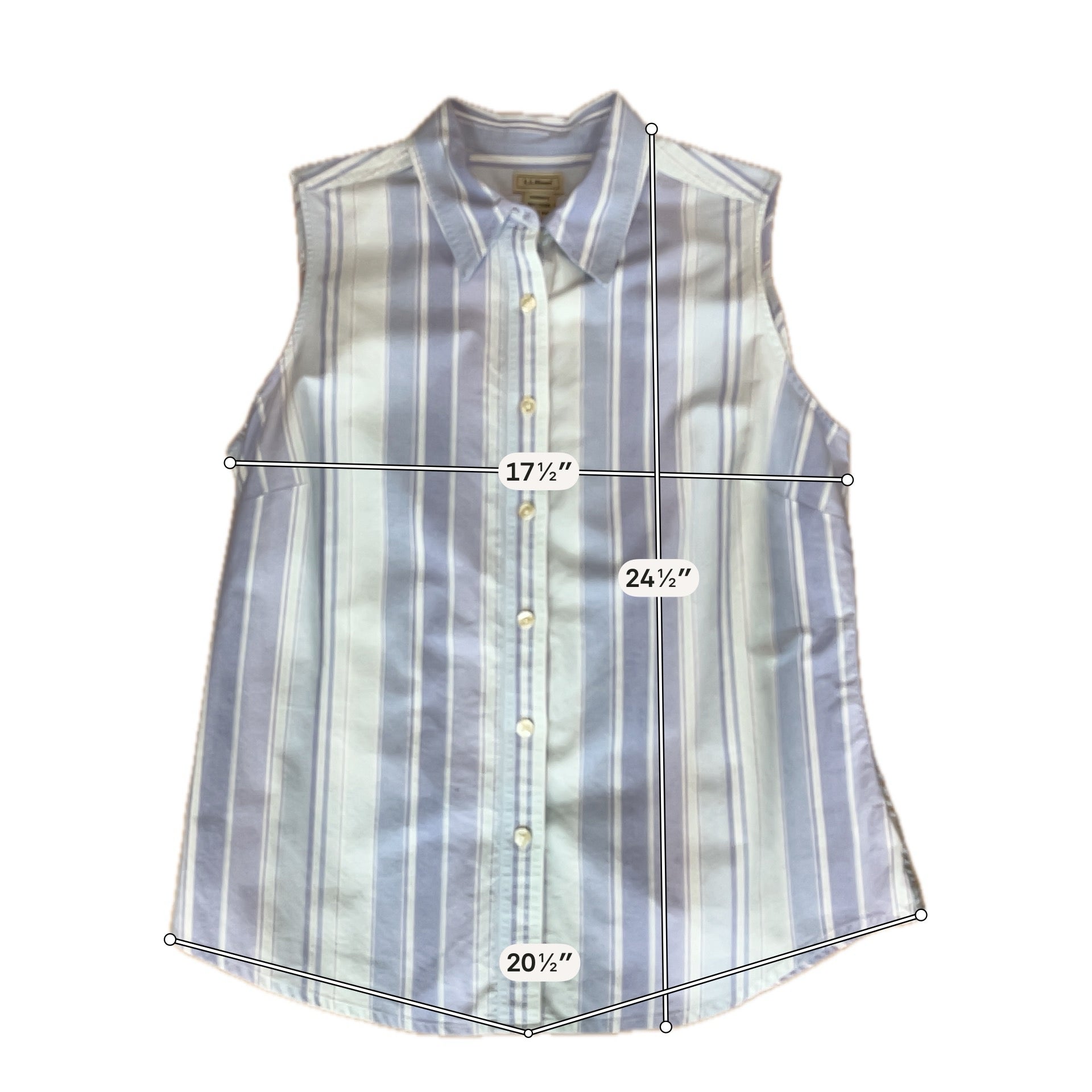 L.L.Bean Striped Sleeveless Button-Down Cotton Shirt | Women&
