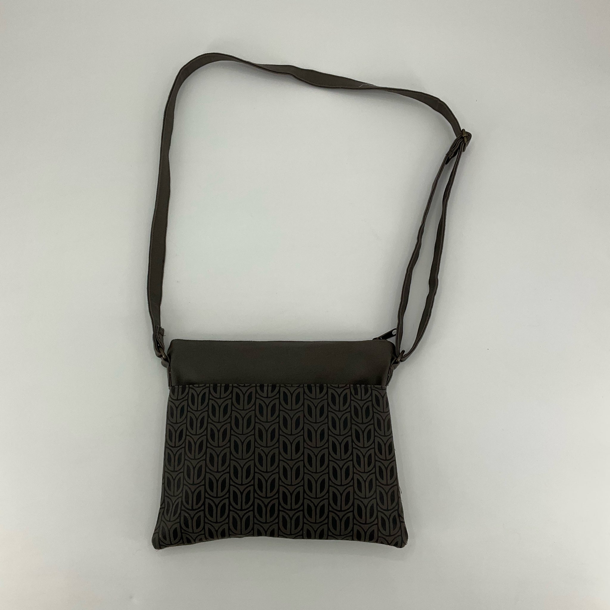 Malia Designs Fair Trade Leaf Print Crossbody Bag | Brown Vegan Leather