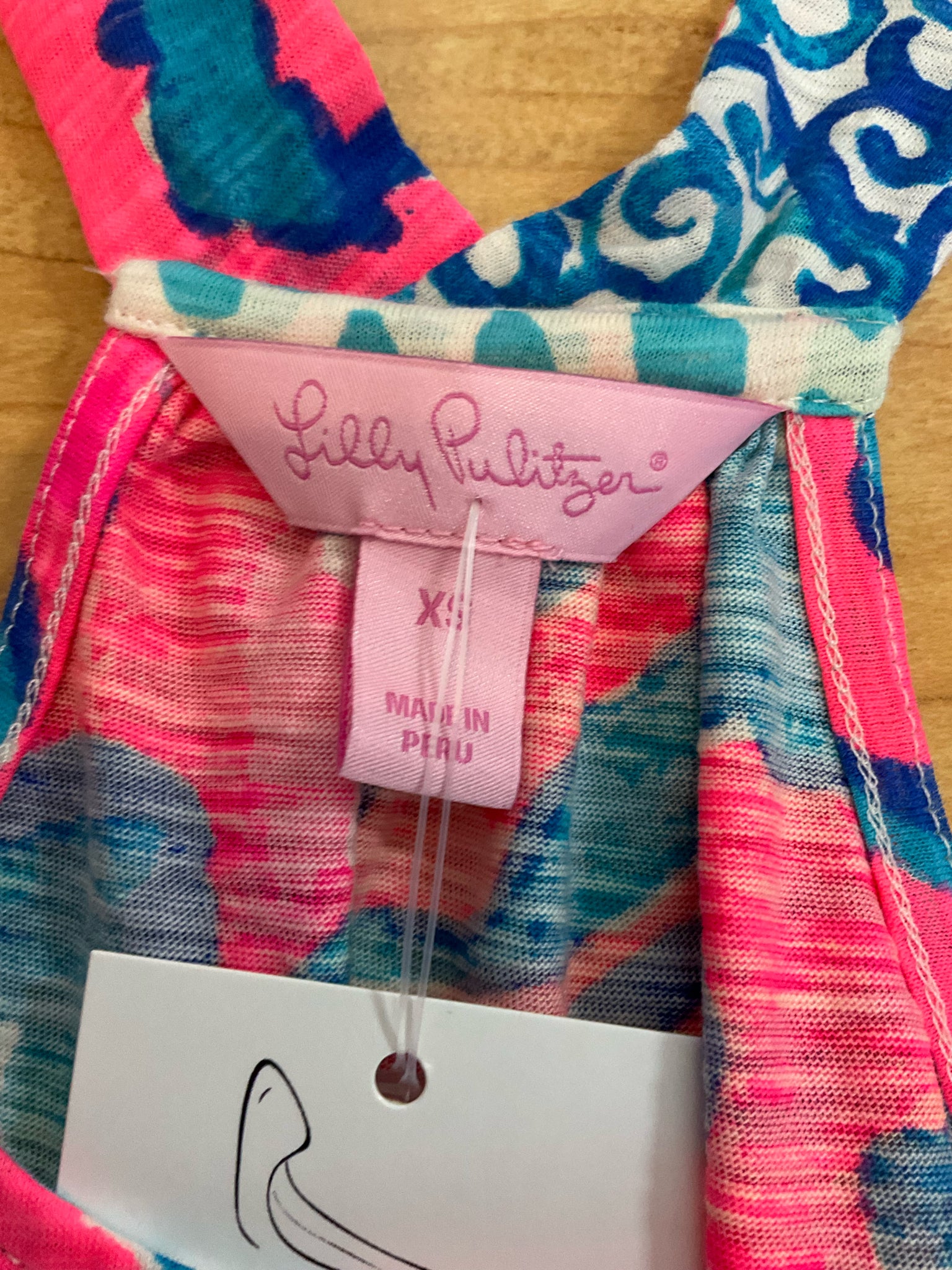 Lilly Pulitzer Marlowe Dress XS First Impression Print Pink Blue Swing Tank