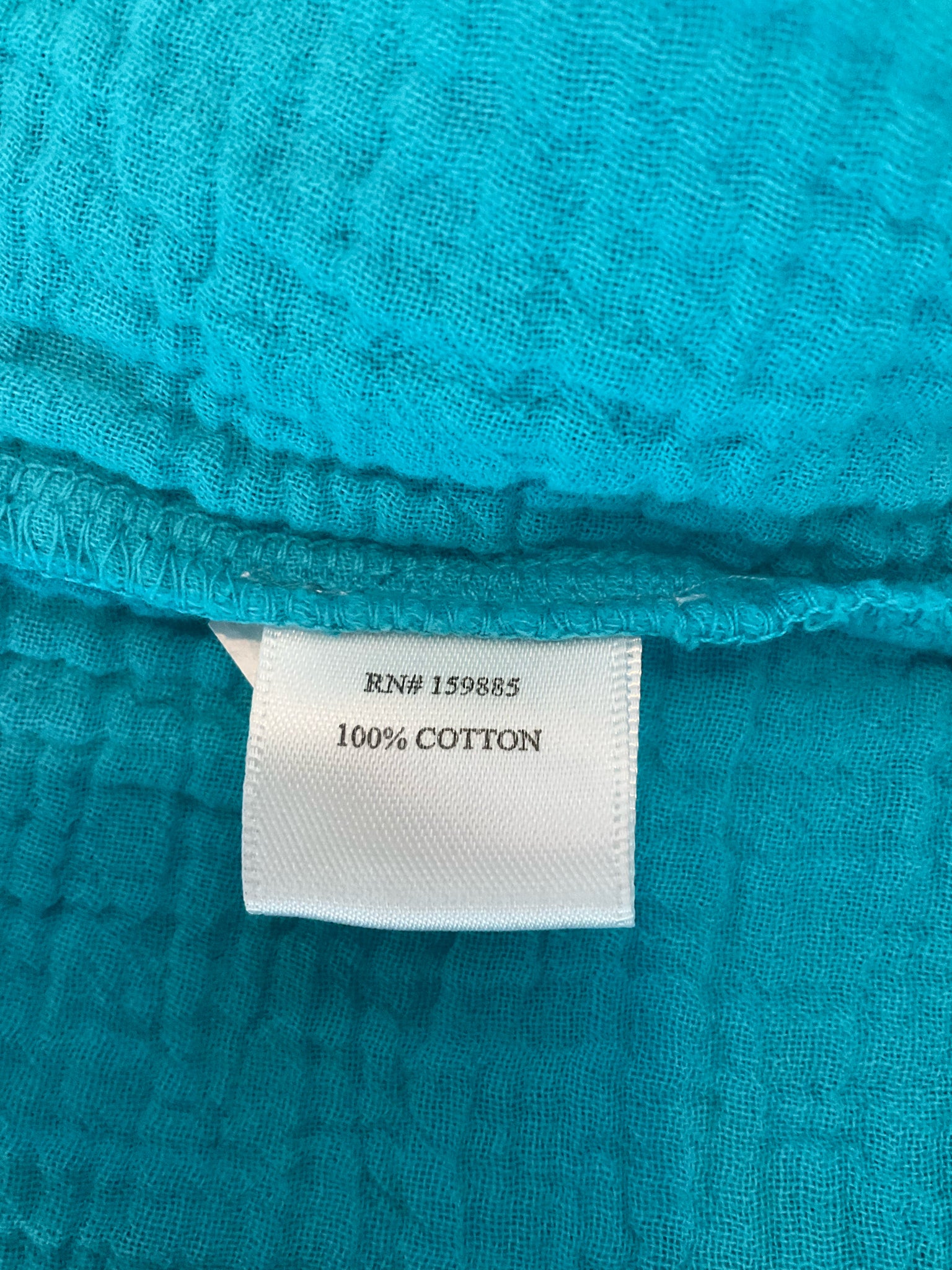 bobi Los Angeles Gauze V-Neck Tank Top Braided Trim Turquoise Medium
