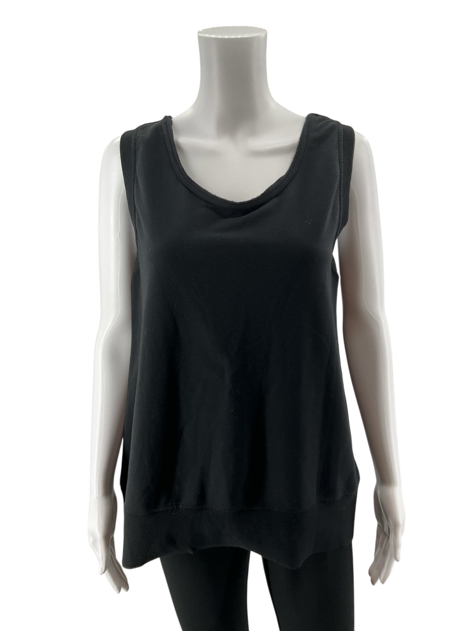 Central Park Black Asymmetrical Drape Back Tank Top Size XL