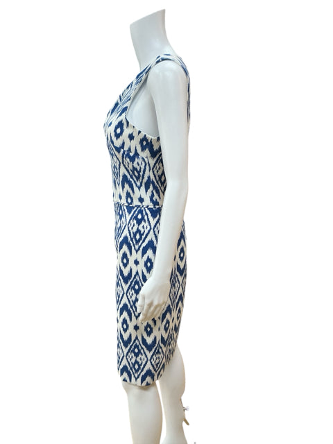 9&CO. Blue/White Print Pre-Owned Ladies Dress - Size 16