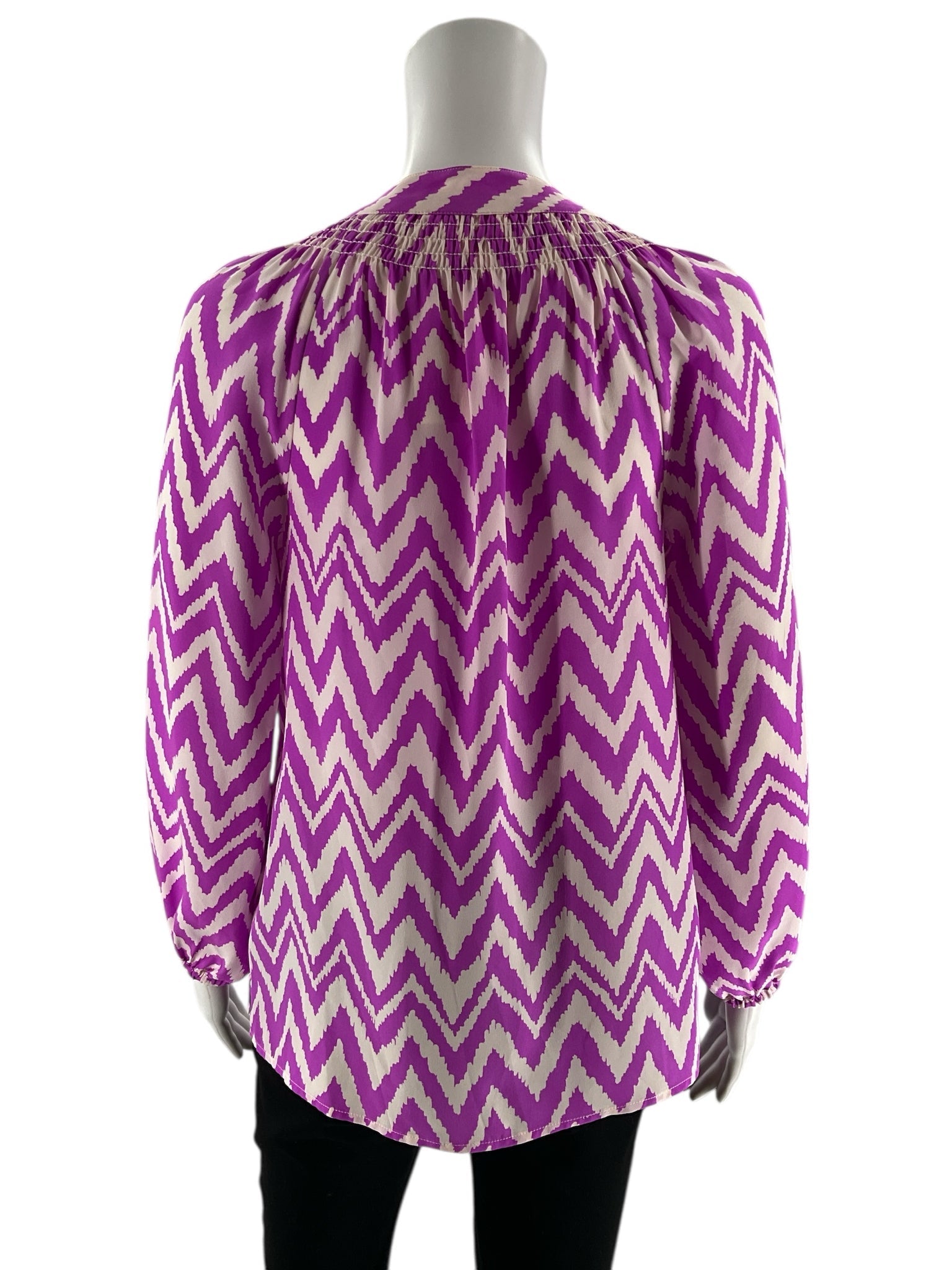 Lilly Pulitzer - purple/white Print Pre-Owned Ladies Casual Top - Size Xs