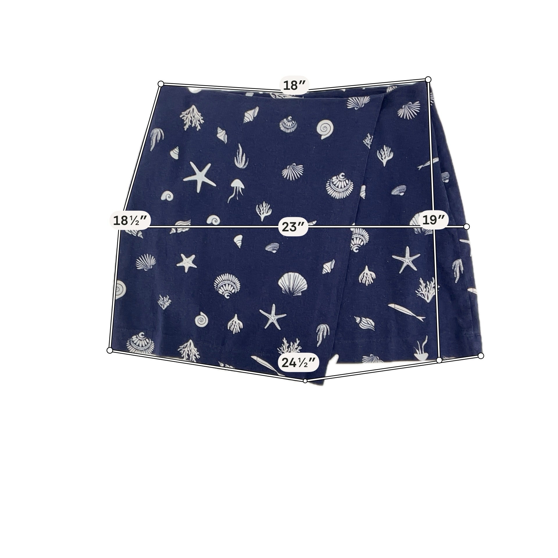 A New Day Seashell Print Linen Blend Skort Navy Blue Size 12