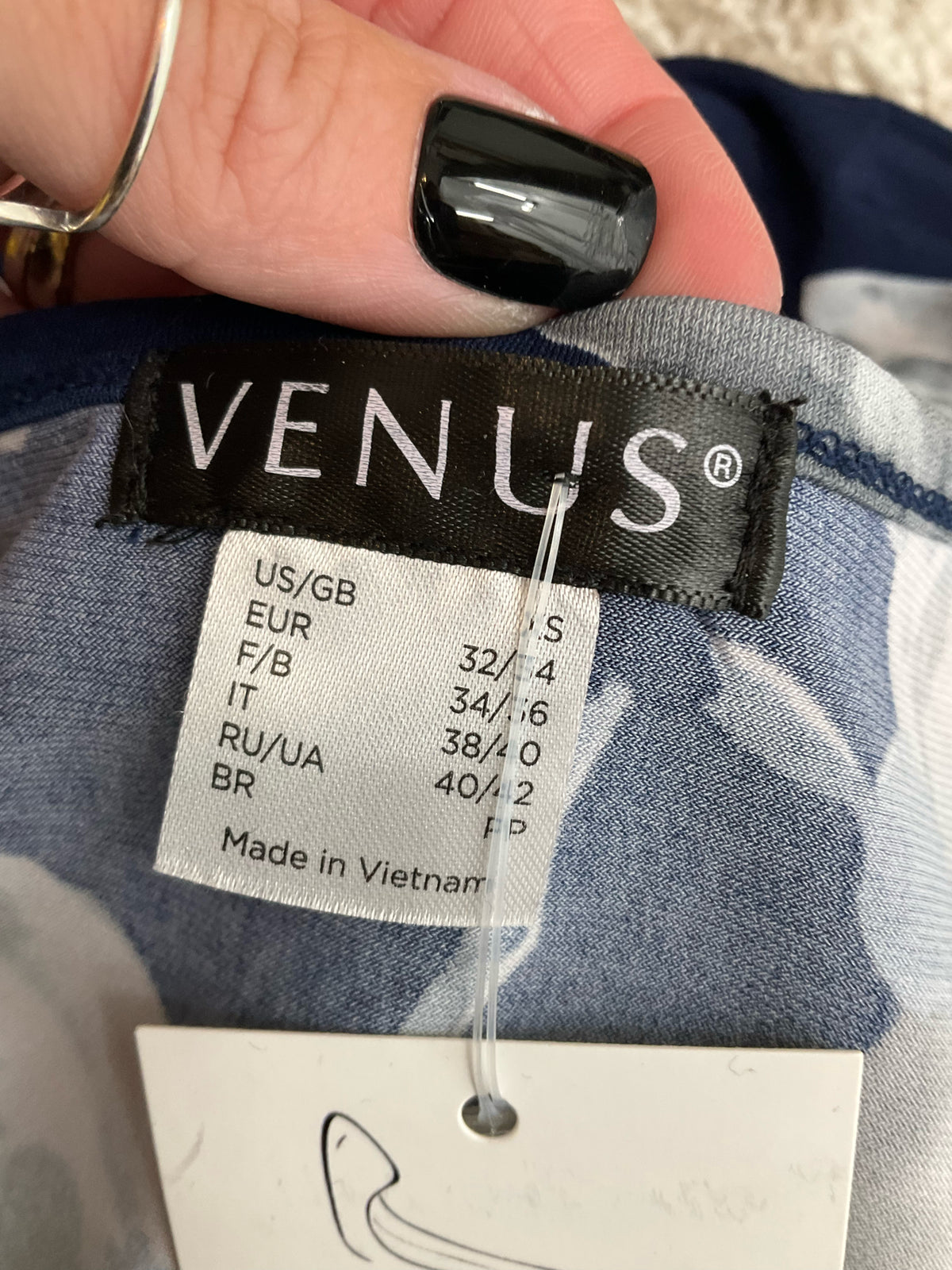 Venus Navy & Gray Floral Sleeveless Surplice Jumpsuit Size Small - ONLINE ONLY