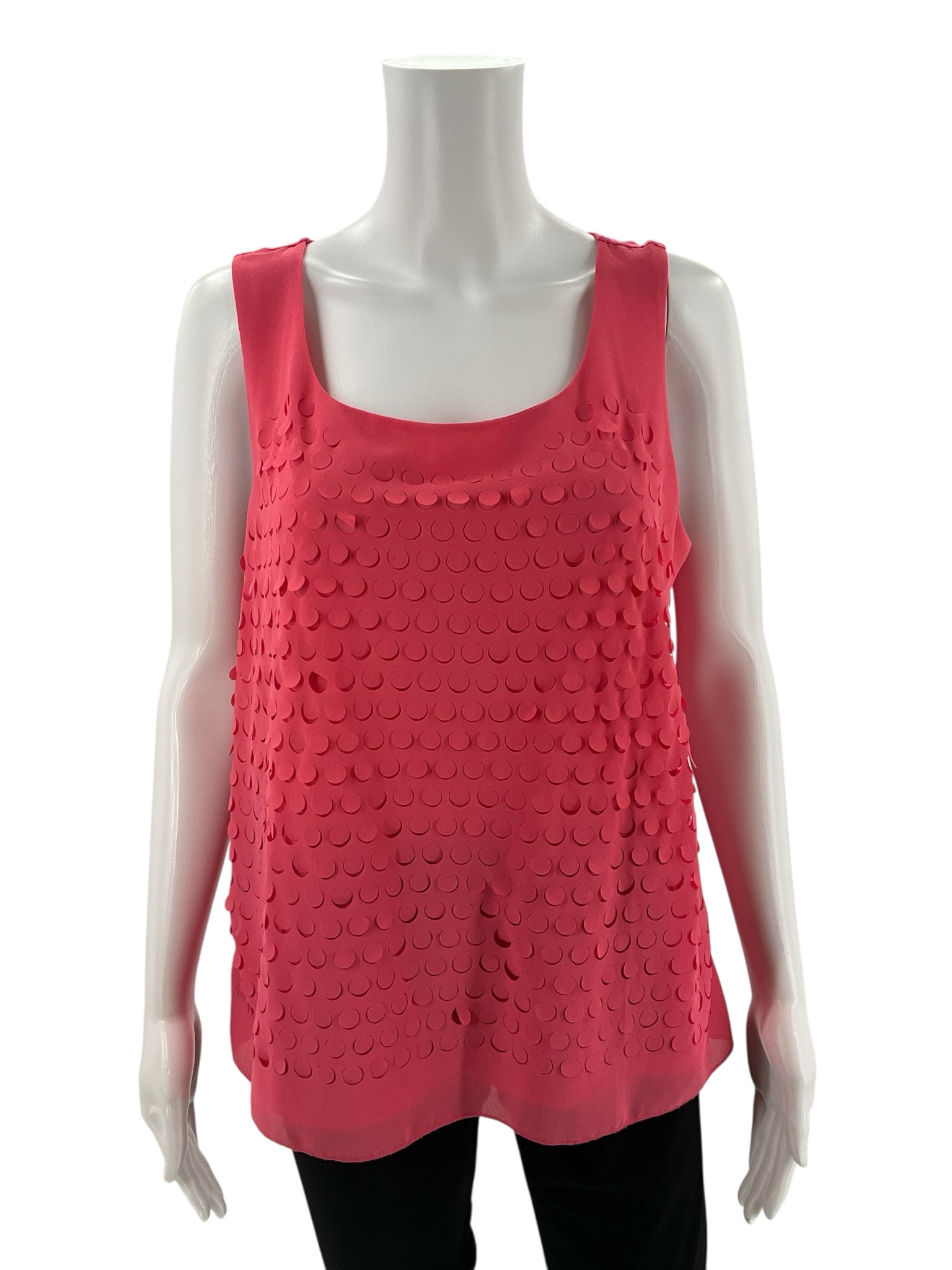 Ann Taylor Petite Embellished Confetti Dot Sleeveless Top Size LP Coral Pink
