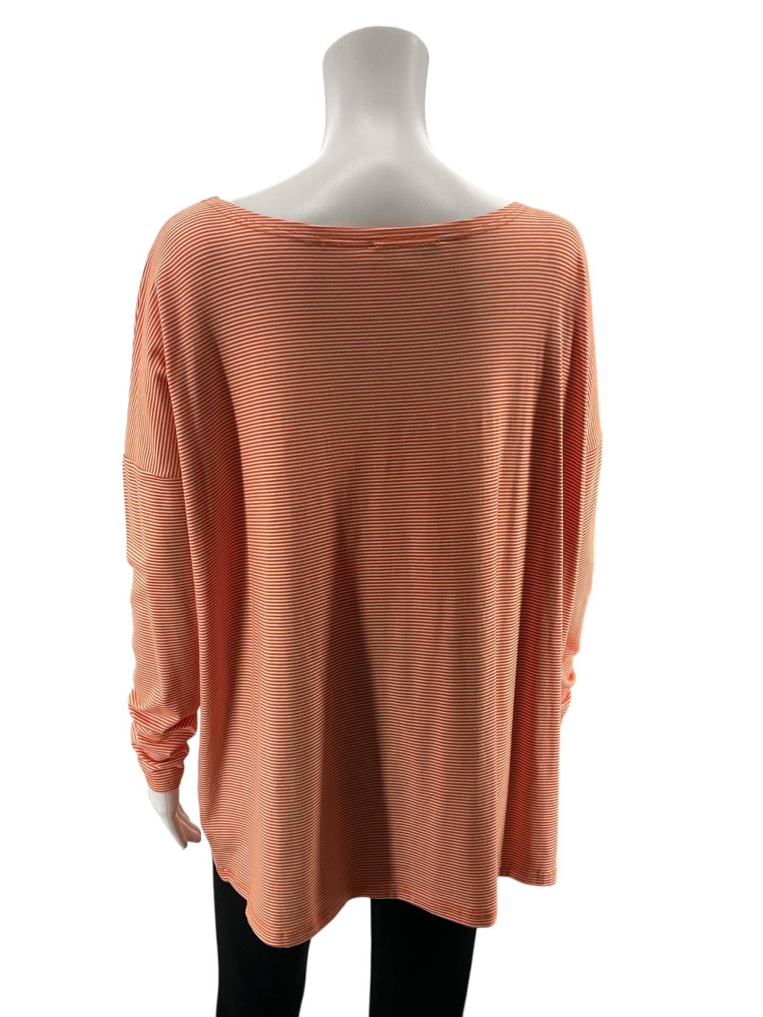 Joy Joy Orange & White Stripe Boat Neck Tunic Top Size Medium