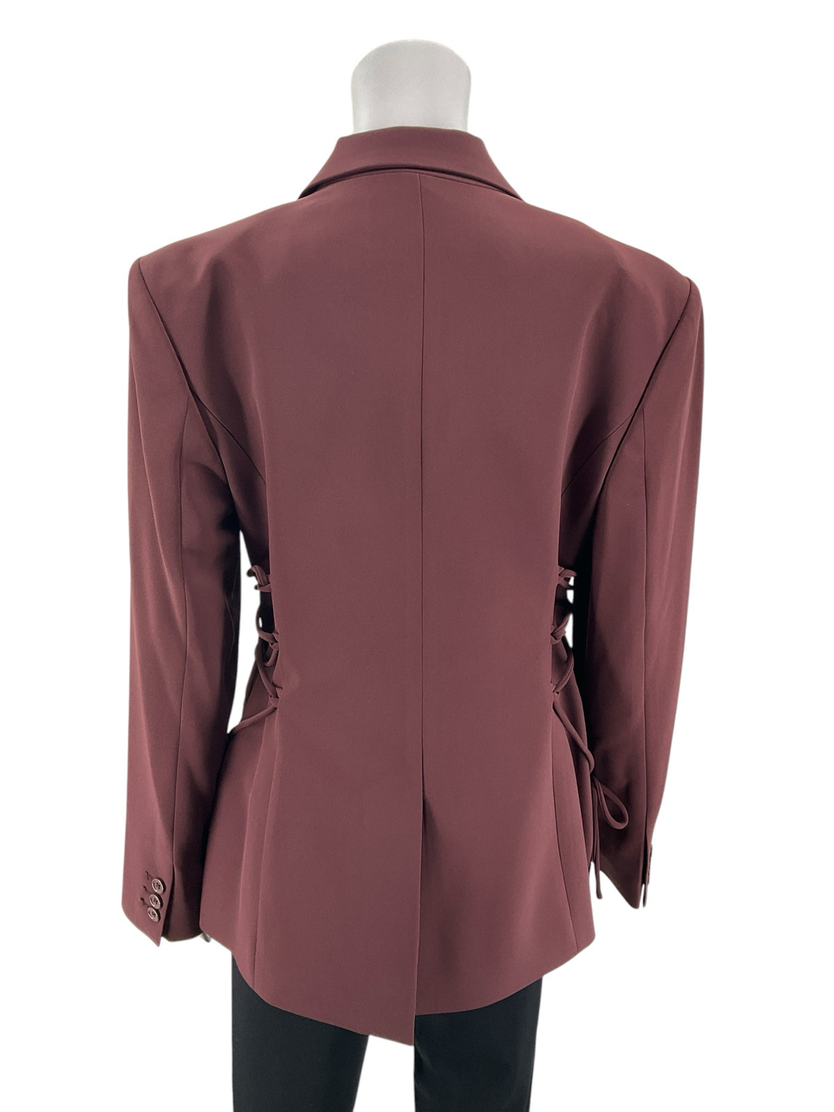 Kenneth Cole Peak Lapel Blazer with Side Lace Detail Maroon Size 6 NWT