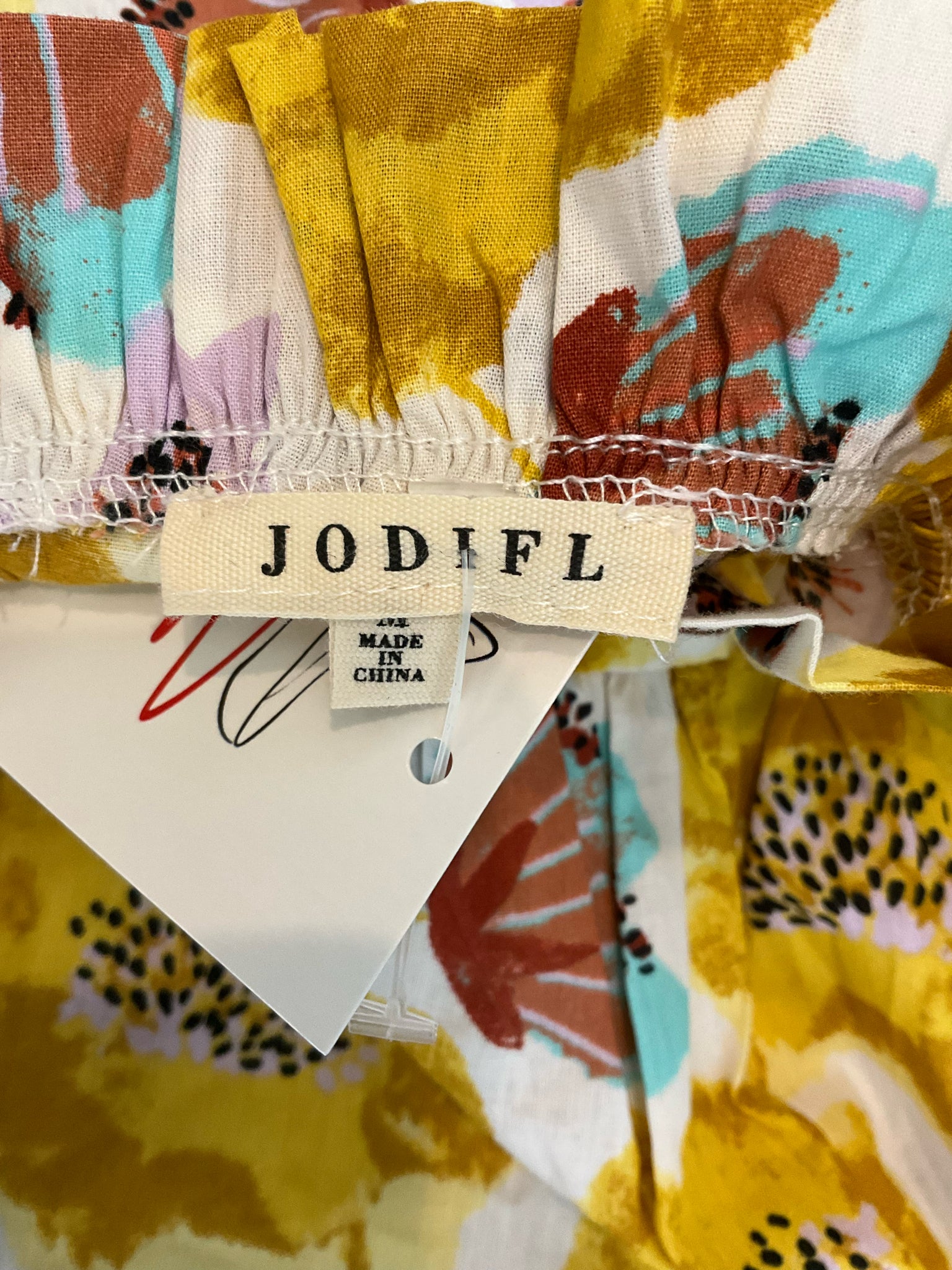 Jodifl Floral Ruffle Neck Tiered Tunic Top Size Medium