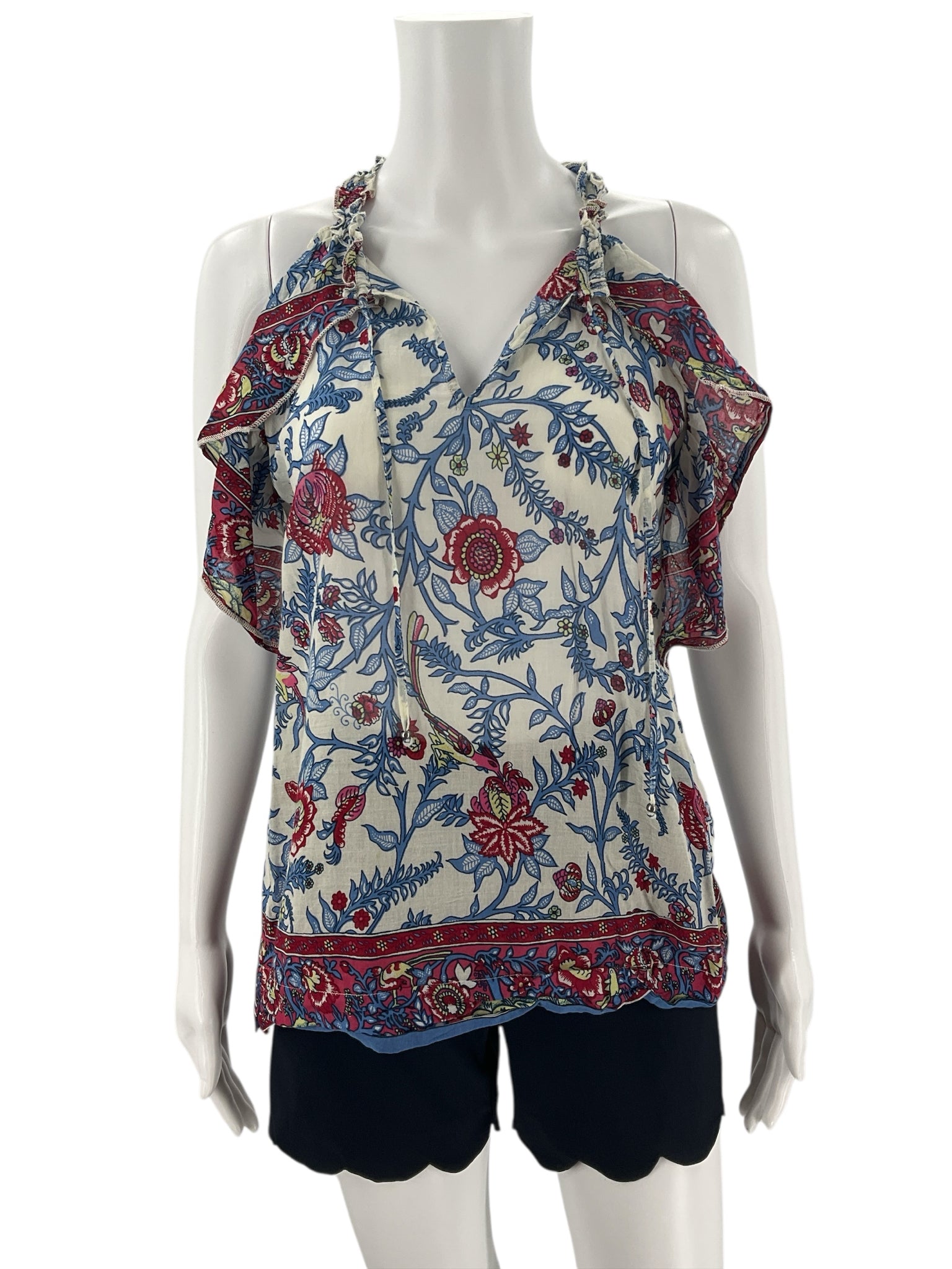 Point Sur Floral Ruffle Cold-Shoulder Halter Top Size 4 - ONLINE ONLY