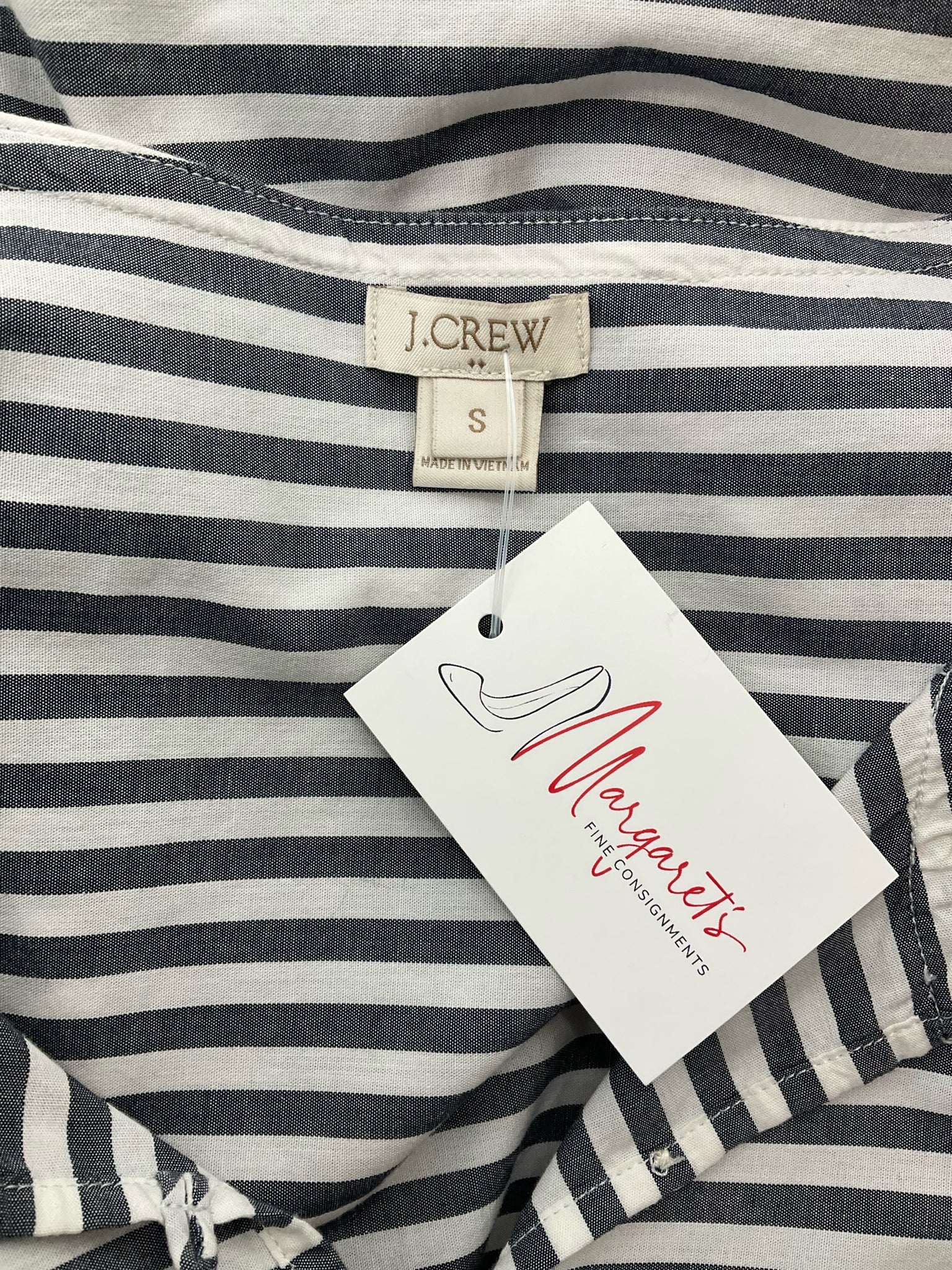 J Crew White/Gray Stripe Pre-Owned Ladies Dress - Size Small - Margaret’s Fine Consignment