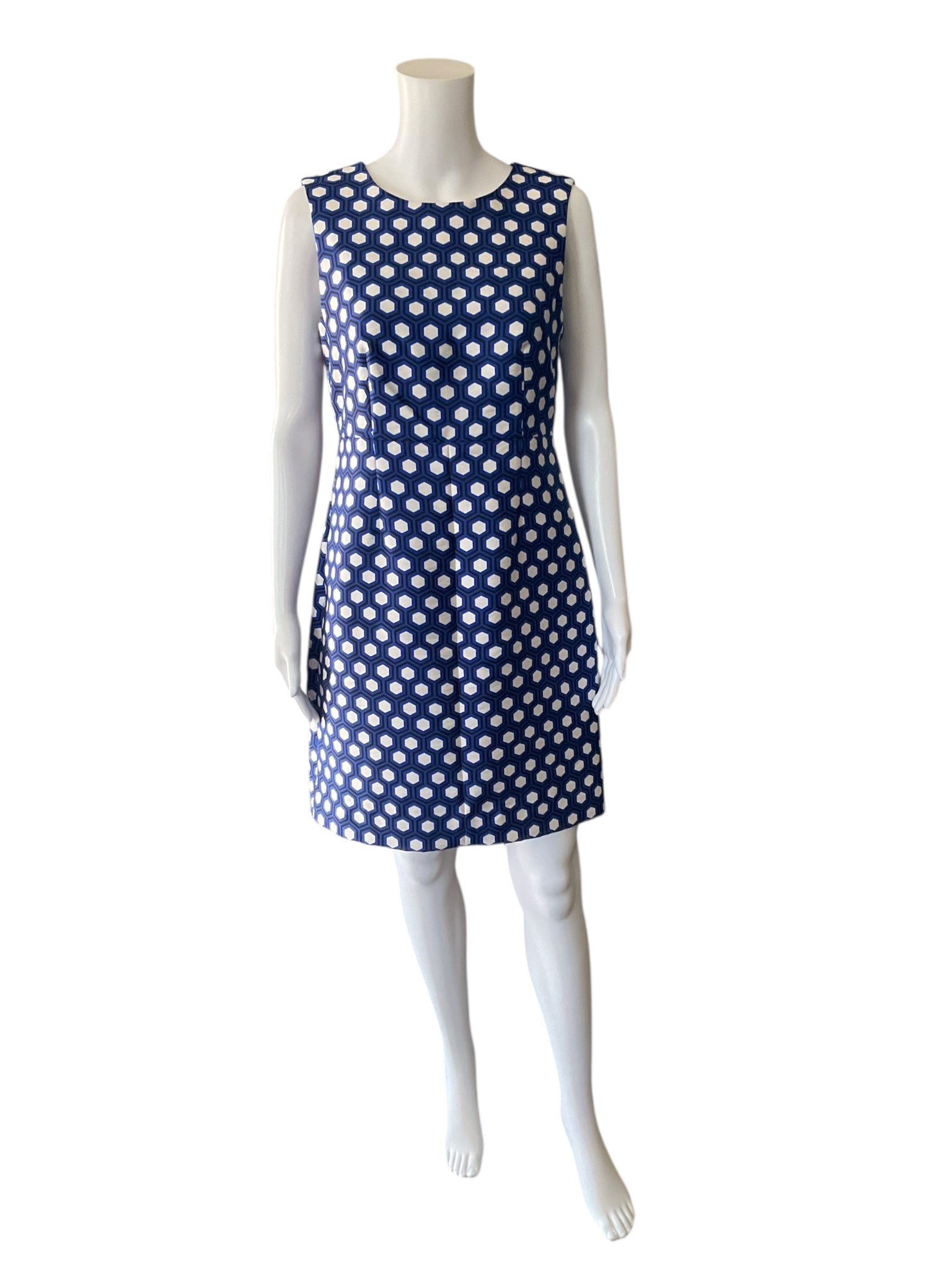 Diane von Furstenberg Blue & White Octagon Print Dress – Women’s Size 8 - ONLINE ONLY