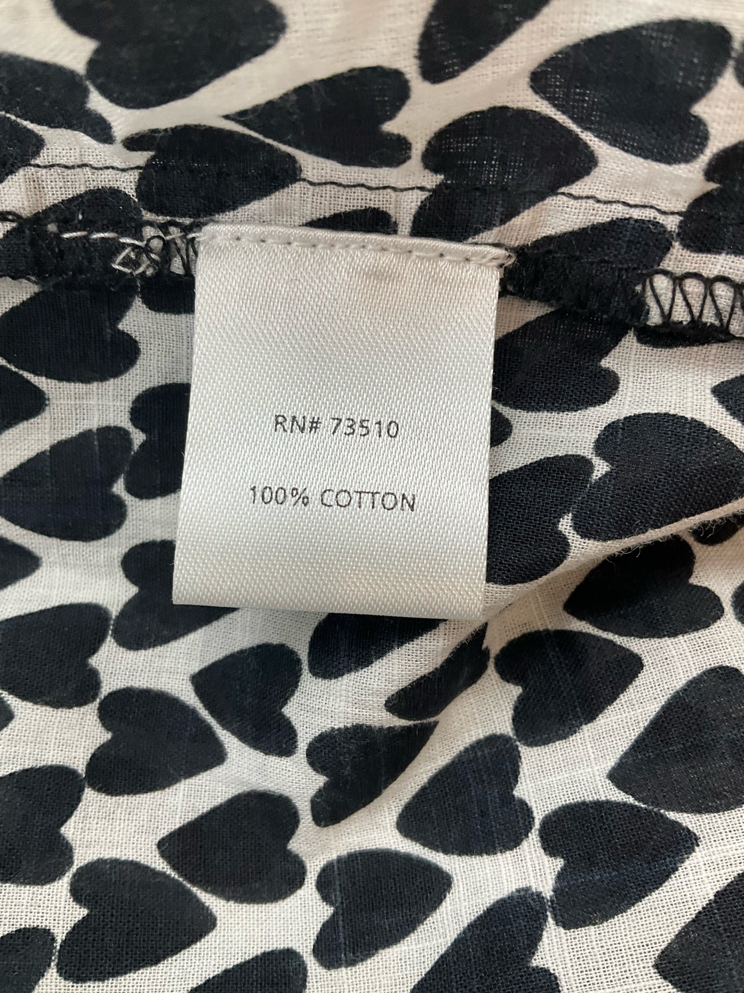 Ivy Jane white/black Short Sleeve Heart Print Smocked Ruffle Yoke Blouse Top Size Small NWT - Size S
