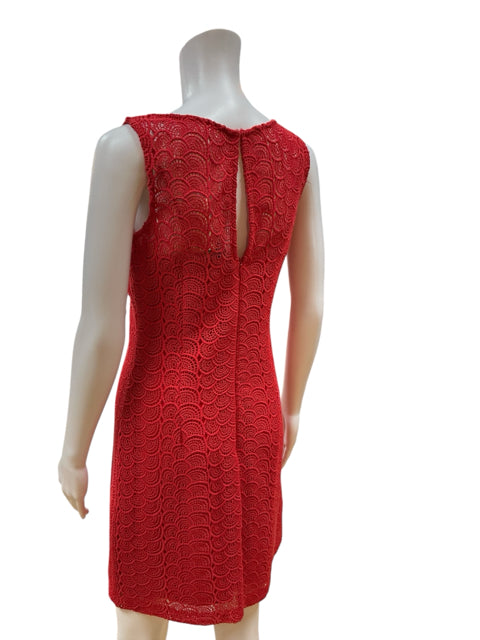 Black Red Crochet Pre-Owned Ladies Dress - Size 4