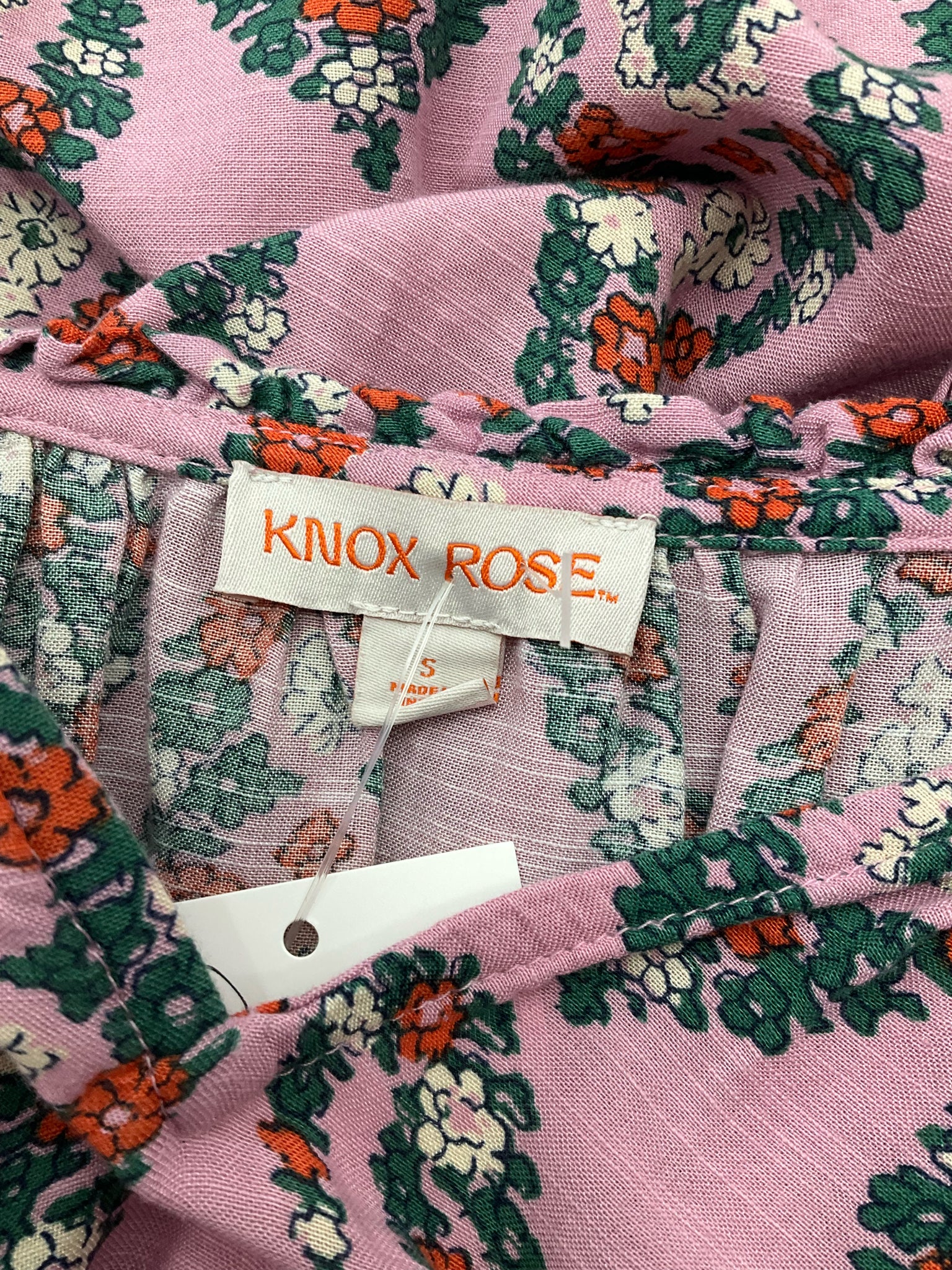 Knox Rose purple/green/orange/pink 3/4 Sleeve Floral Boho Midi Dress Tie Waist 3/4 Sleeve Small - Size S