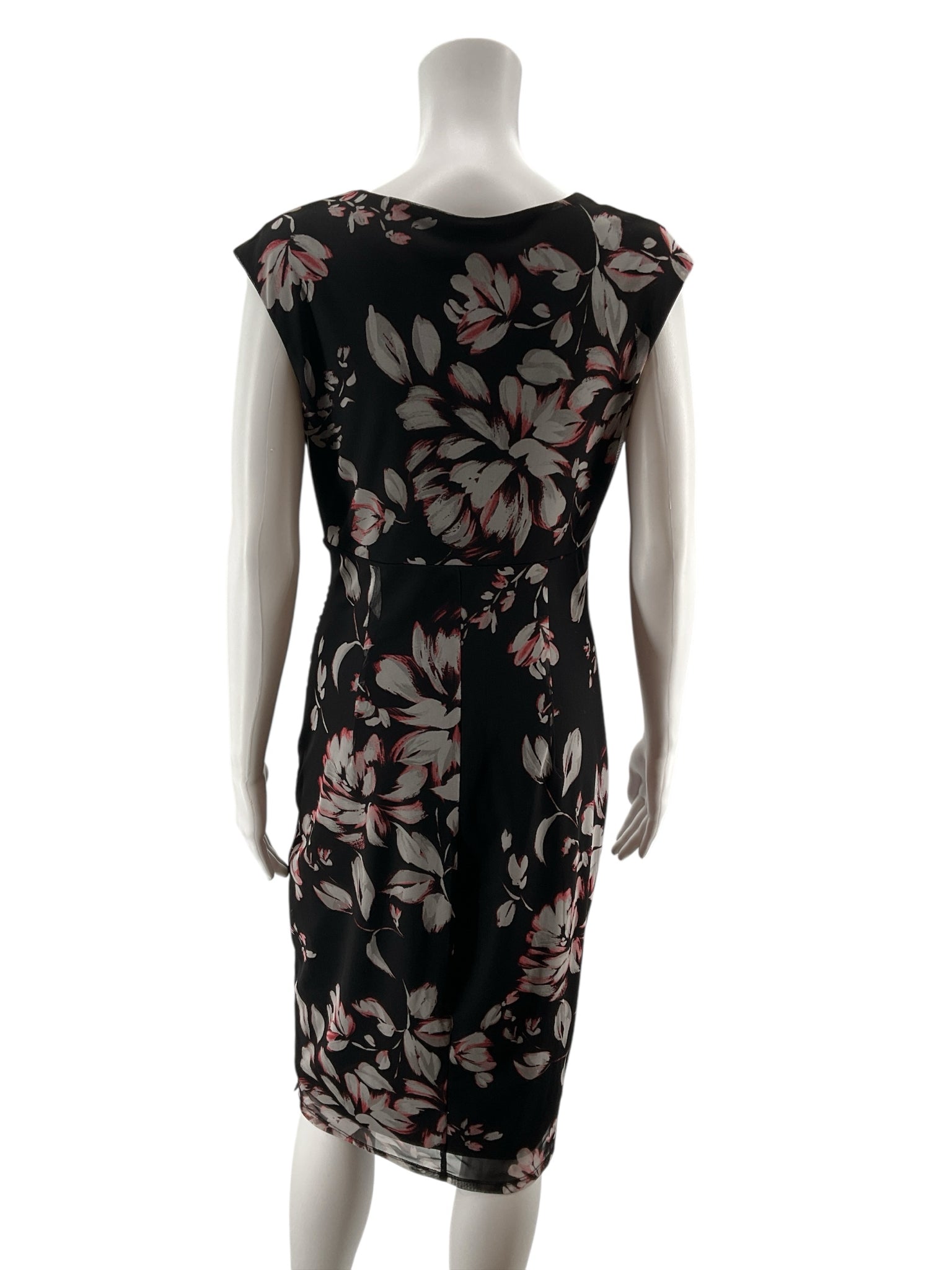 London Times Floral Ruched Surplice Sheath Dress Size 8