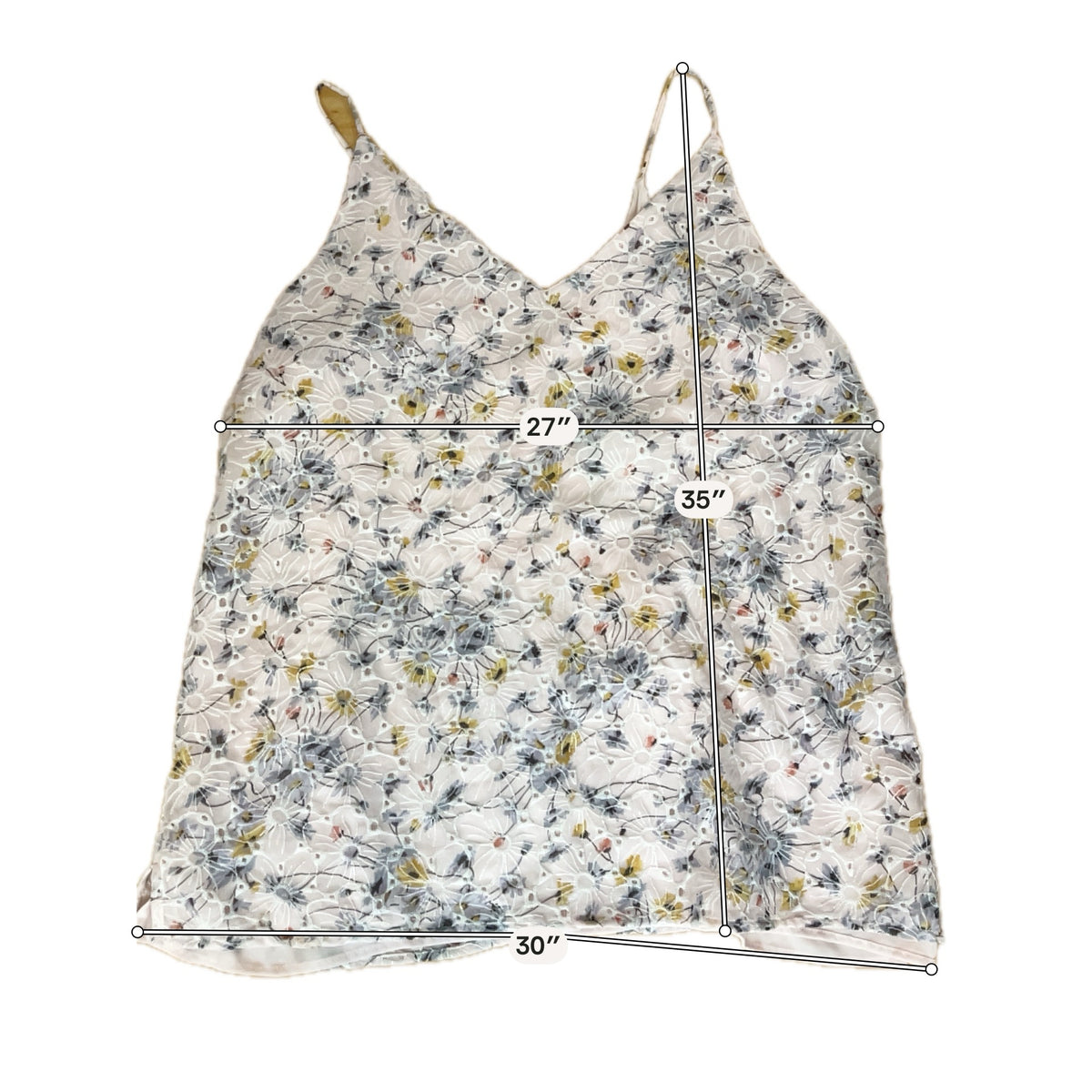 LOFT Floral Embroidered V-Neck Cami Tank Top Size Large - ONLINE ONLY