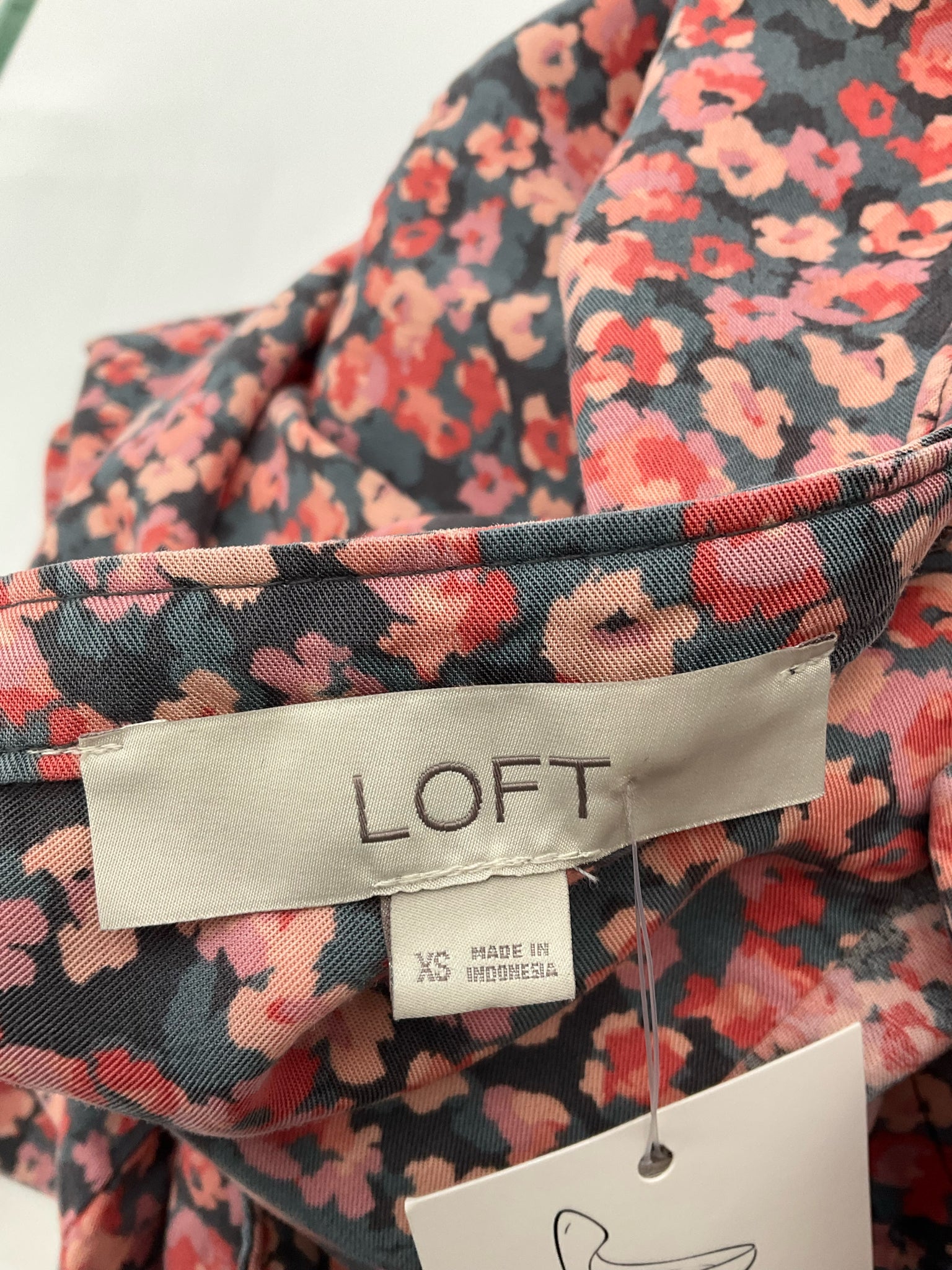 Loft gray/orange Floral Gray/Orange Floral Pre-Owned Ladies Dress - Size XS - Size XS