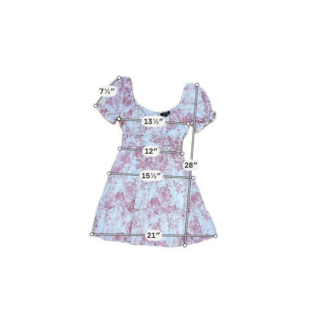 Trixxi Floral Puff Sleeve Babydoll Mini Dress Size Small