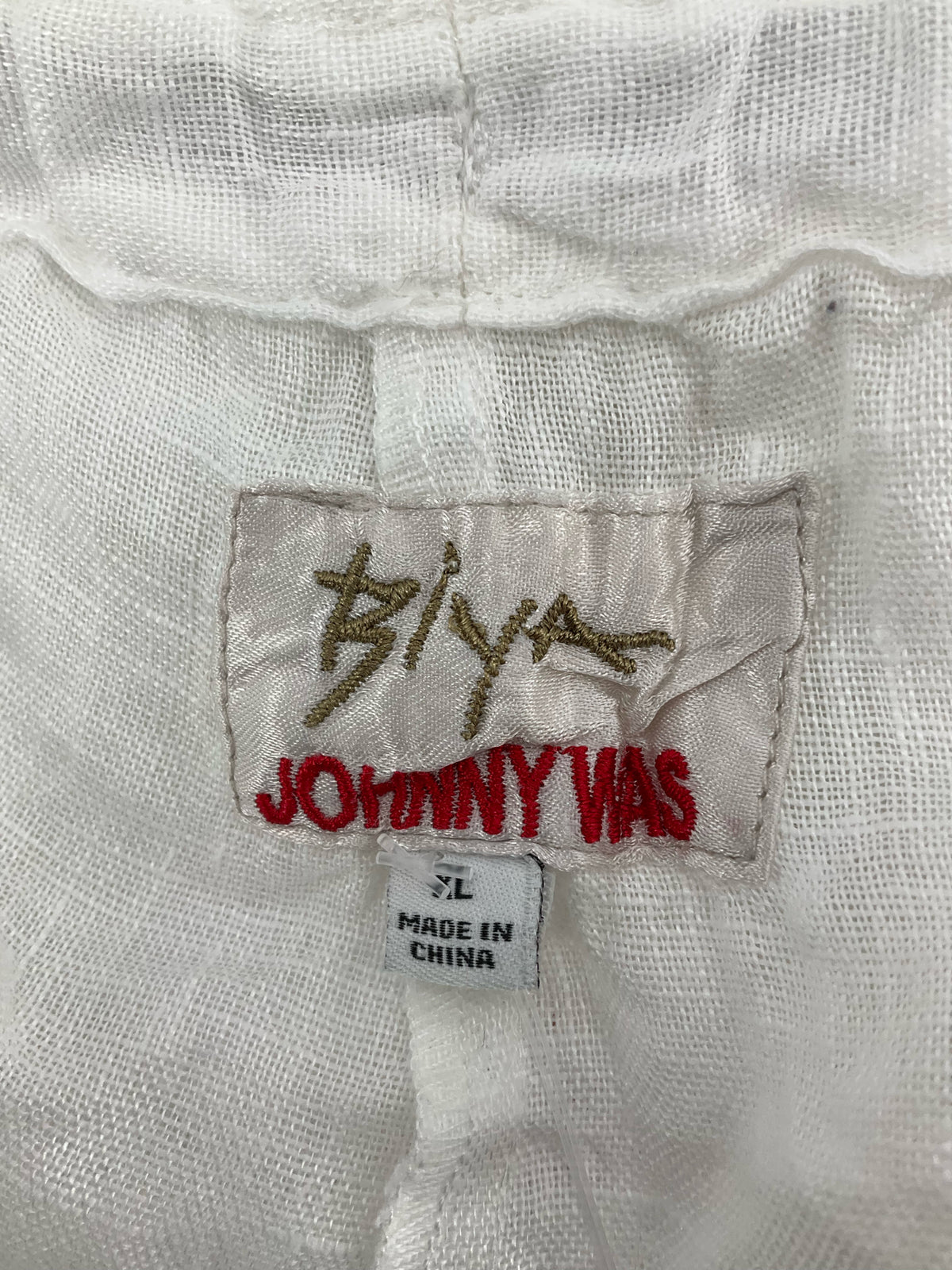 Johnny Was Asha White Linen Embroidered Wide Leg Pants Size XL - Downstairs