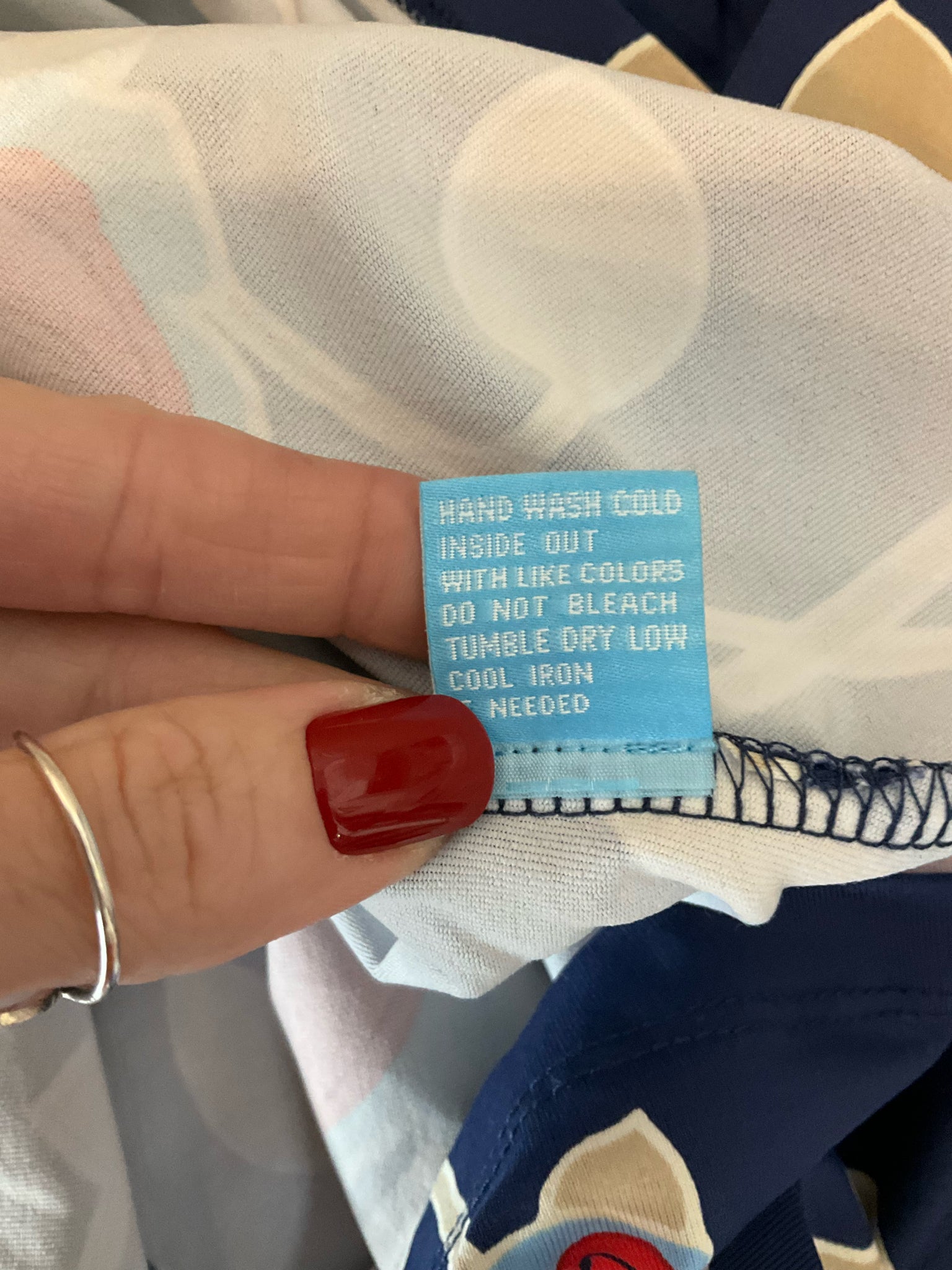 J. McLaughlin Catalina Cloth Floral Top Navy Red Tan 3/4 Sleeve Size Medium