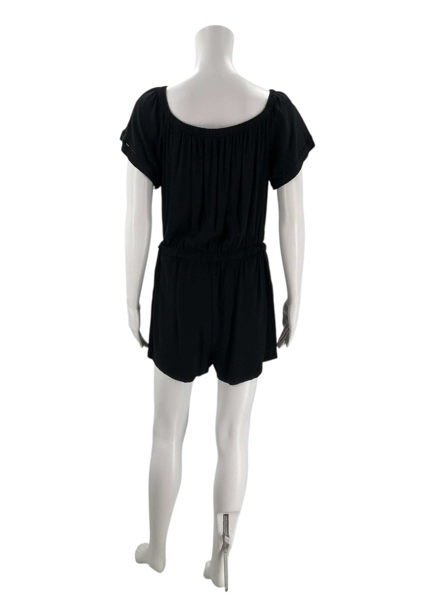 LOFT Outlet Petite Black Flutter Sleeve Tassel Tie Romper Size Medium Petite