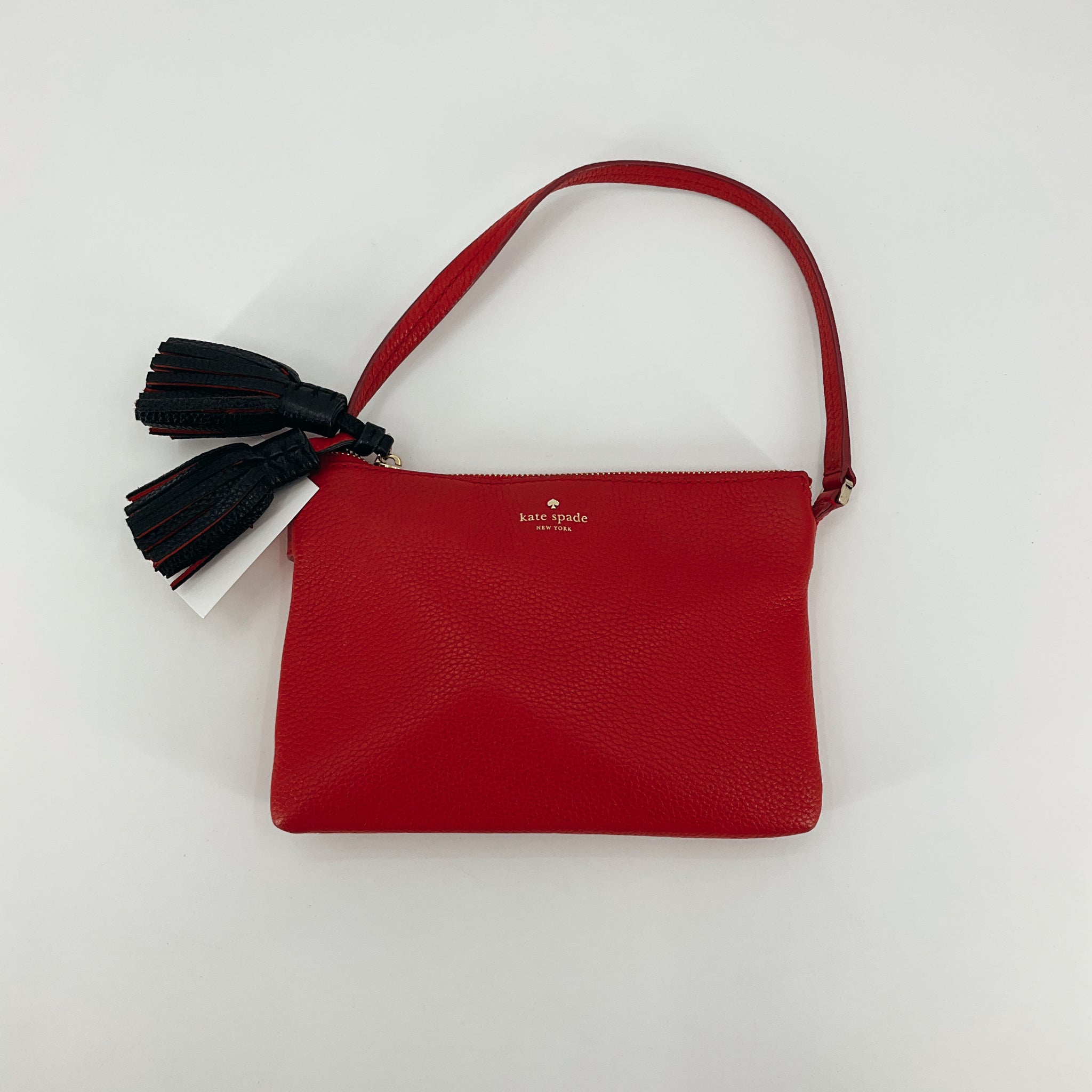 Kate Spade New York Red Pebbled Leather Tassel Crossbody Purse