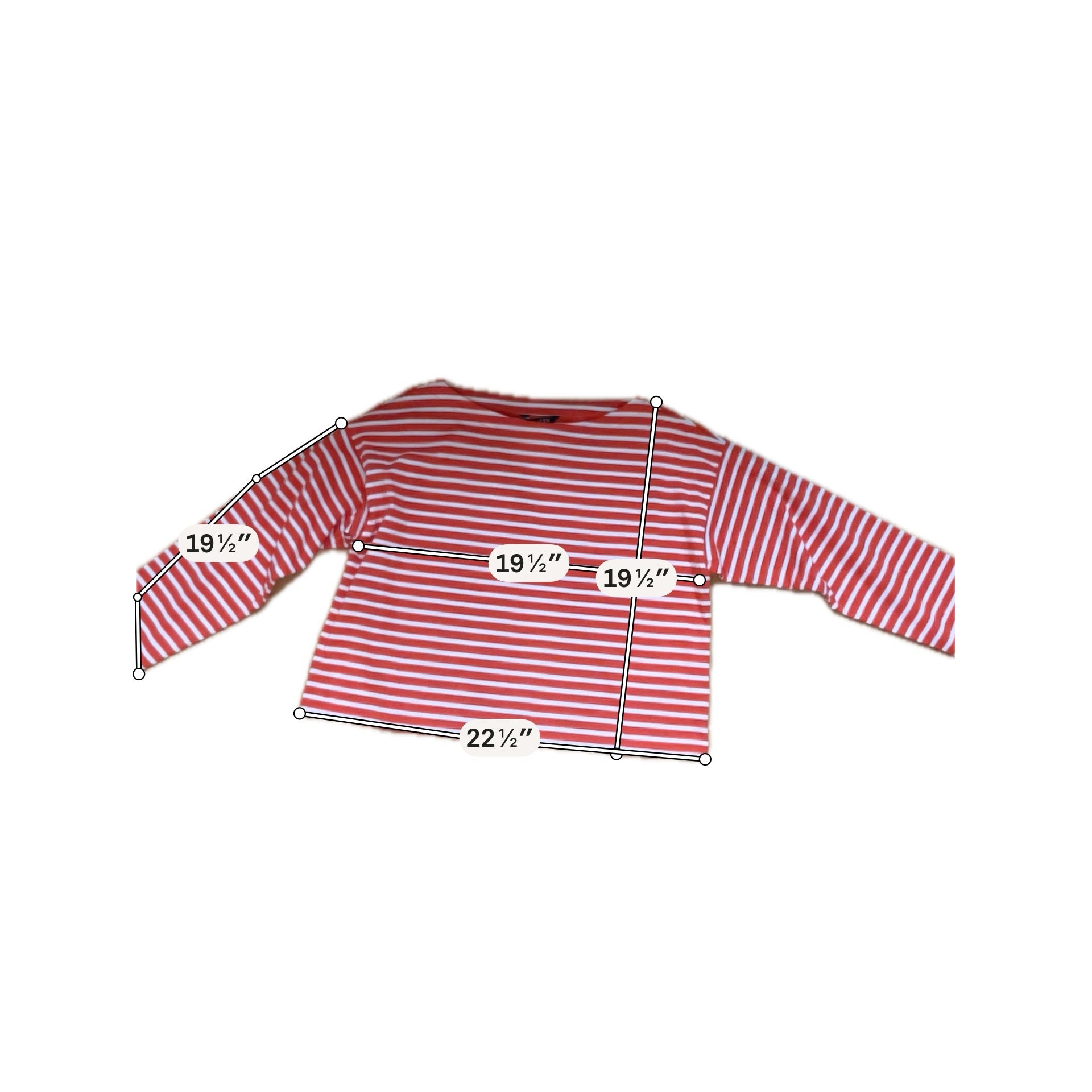 Ralph Lauren Size XL Orange/White Striped Cotton-Blend Boatneck Top