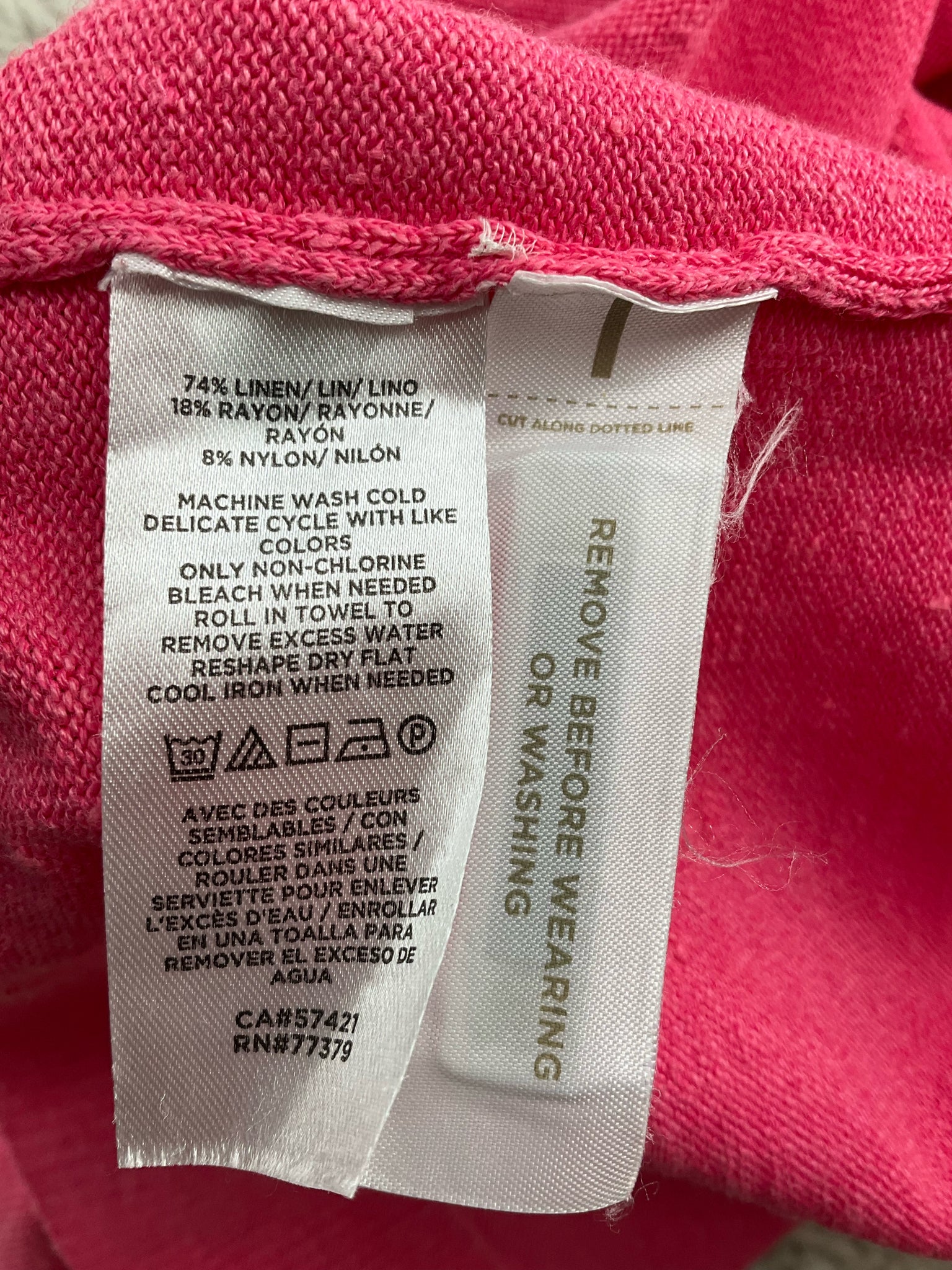 Ann Taylor Heathered Pink Linen Blend Boatneck Top Size Large