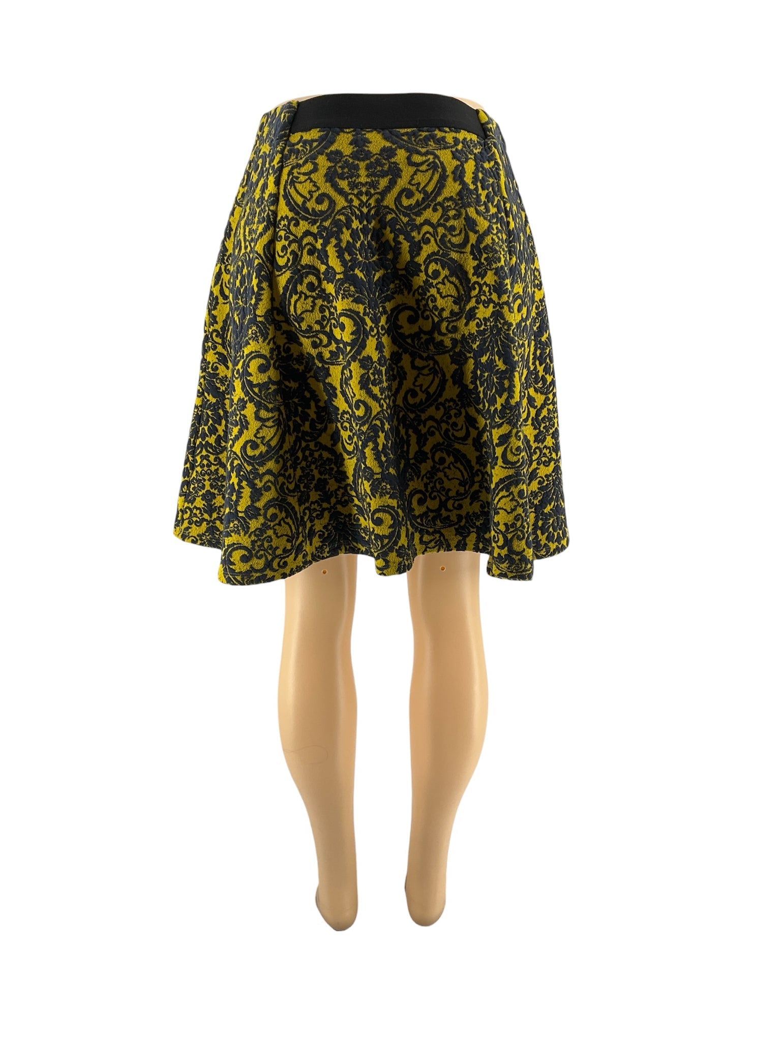 Maeve - Yellow/gray Paisley Pre-Owned Ladies Skirt - Size Medium