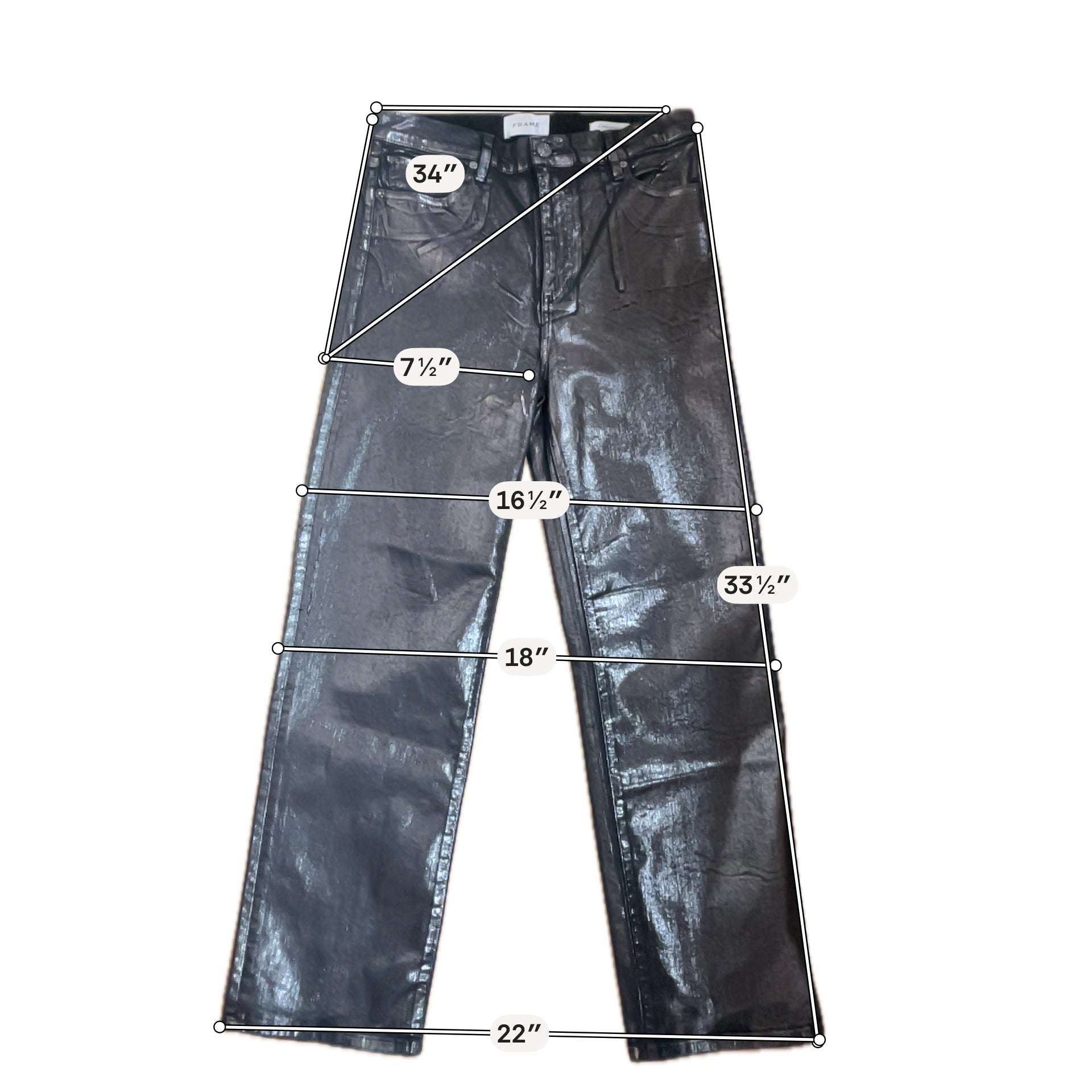 Frame Le High Skinny Coated Jeans Gray Metallic Sheen Size 8