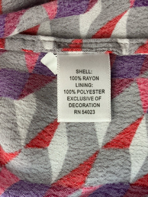 Banana Republic Geometric Print Faux Wrap Dress Size 6 Gray Purple Red - ONLINE ONLY