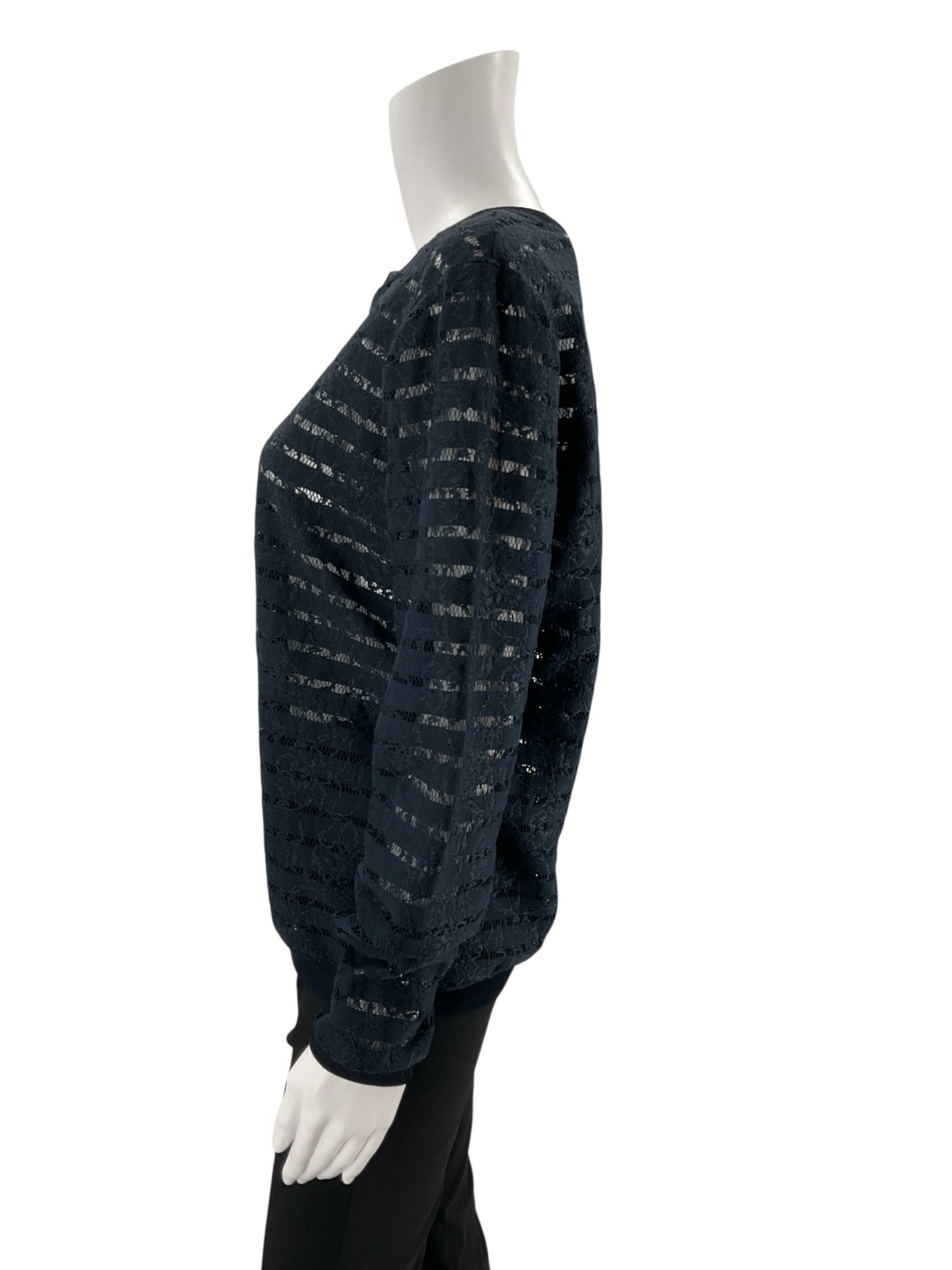 Ann Taylor Navy Lace Pre-Owned Ladies Top - Size Medium - Margaret’s Fine Consignment