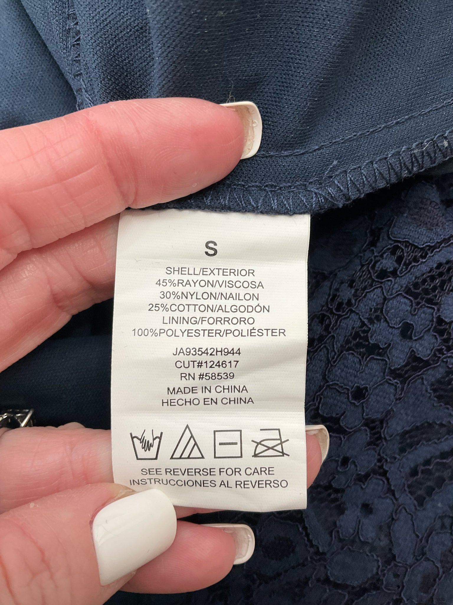 Speechless Navy Lace Pre-Owned Ladies Dress - Size Small